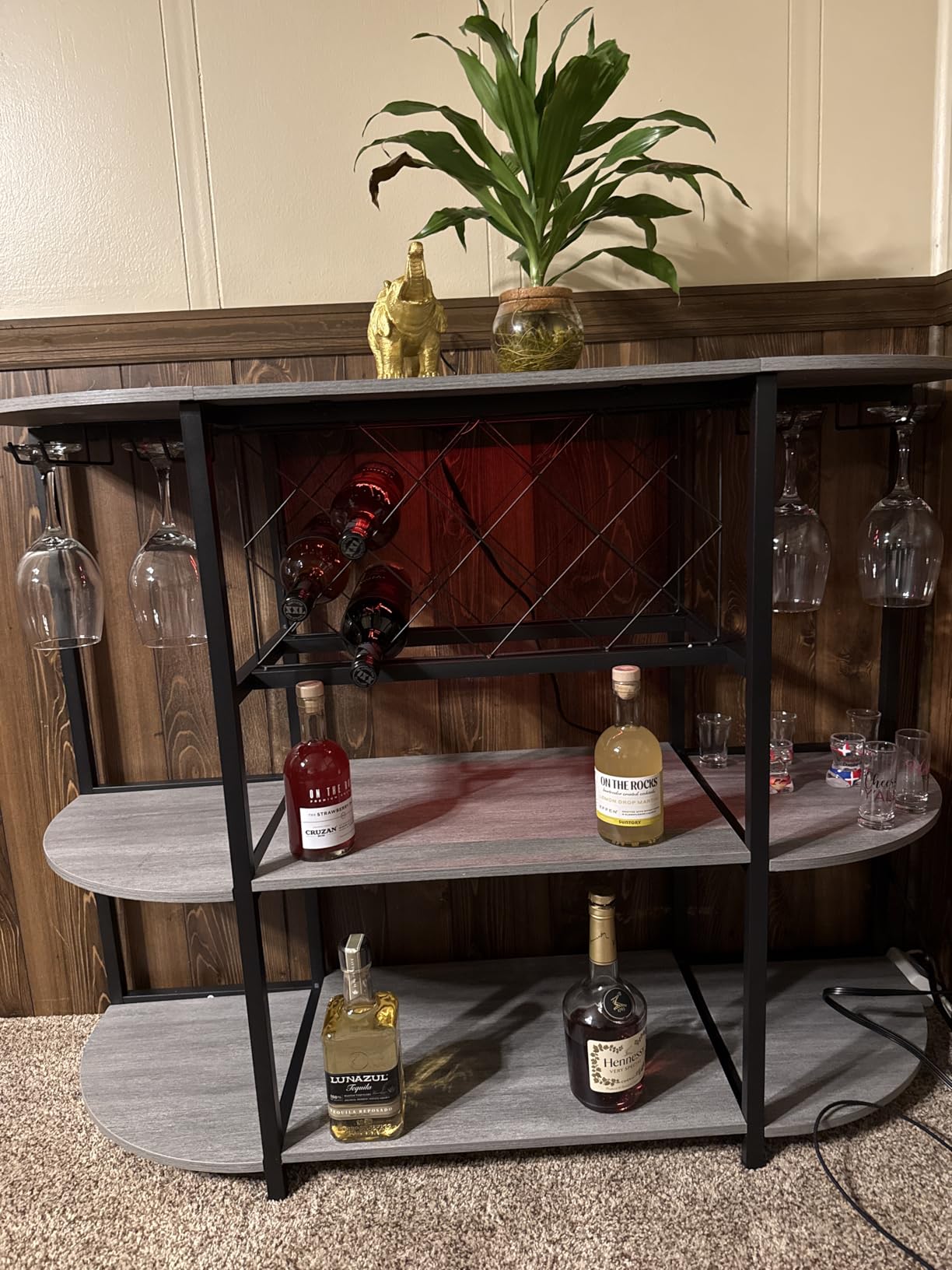 Unikito 4-Tier Metal Coffee Bar Cabinet with Outlet and LED Light customer photo 1