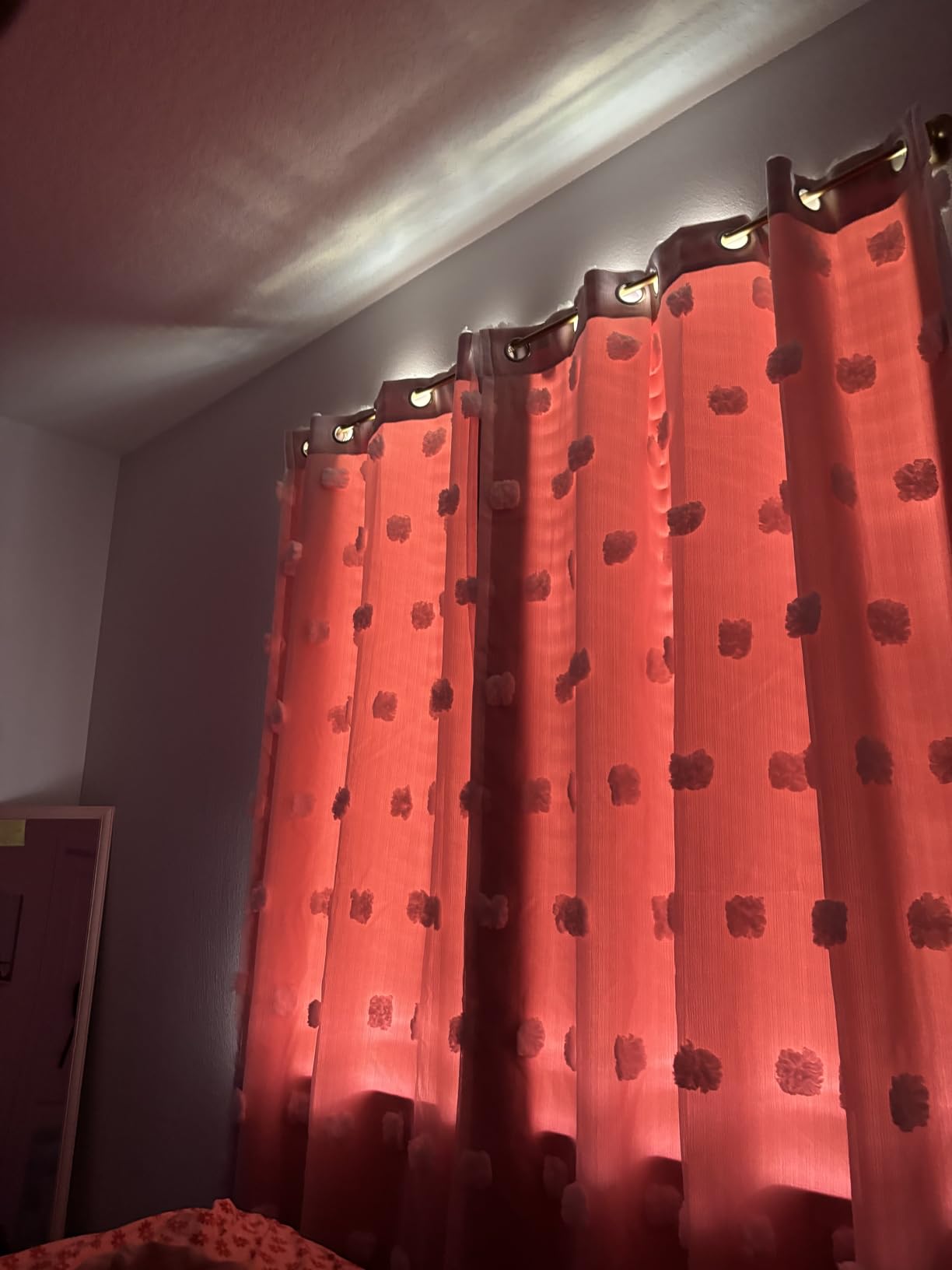 MYSKY HOME Pink Curtains for Girls Bedroom 84 Inches Long Blackout Nursery Curtains Double Layer Pom Pom Sheer Overlay Kids Toddler Room Decor Grommet Privacy Room Darkening Window Drapes 52 x 84 Inch customer photo 2