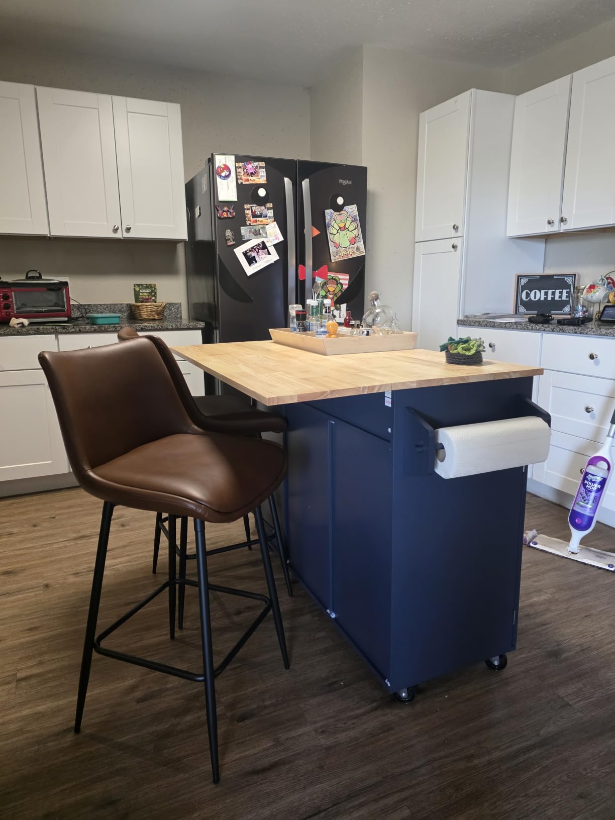 HLR Farmhouse Kitchen Island On Wheels, White customer photo 2