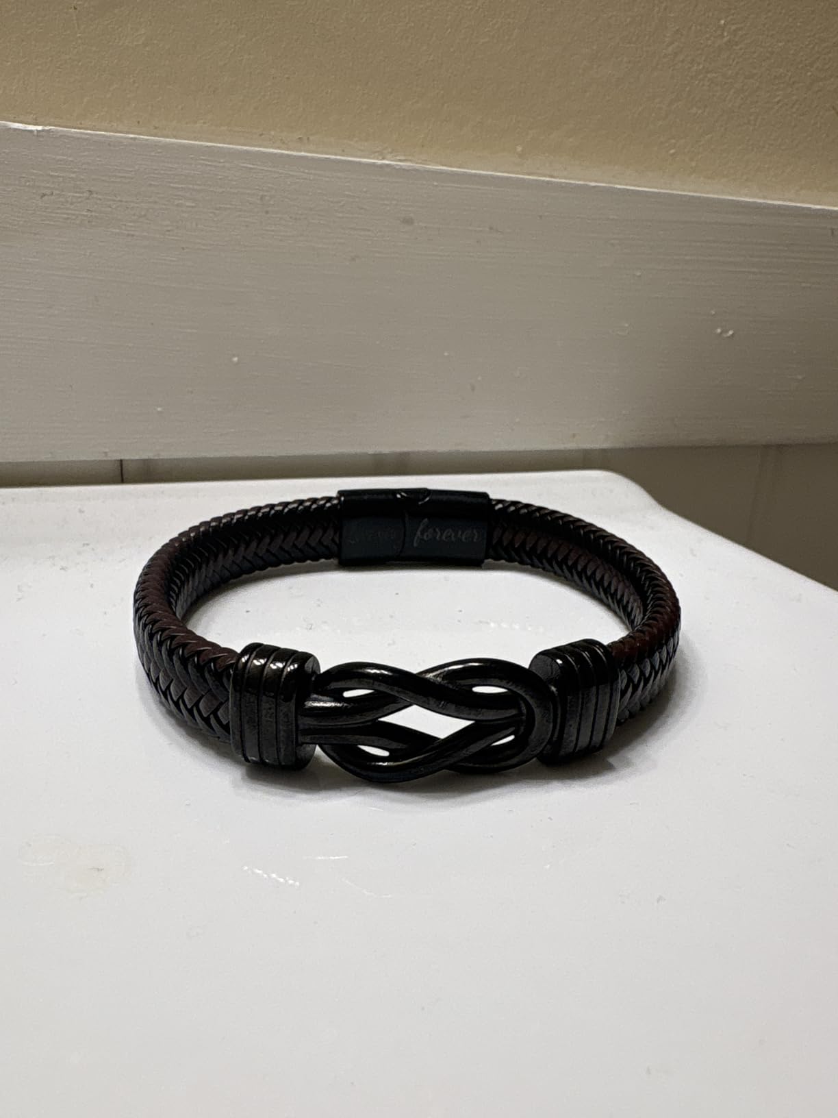 Knot Bracelet Gifts for Men, Leather Stainless Steel Knot Mens Bracelet customer photo 1