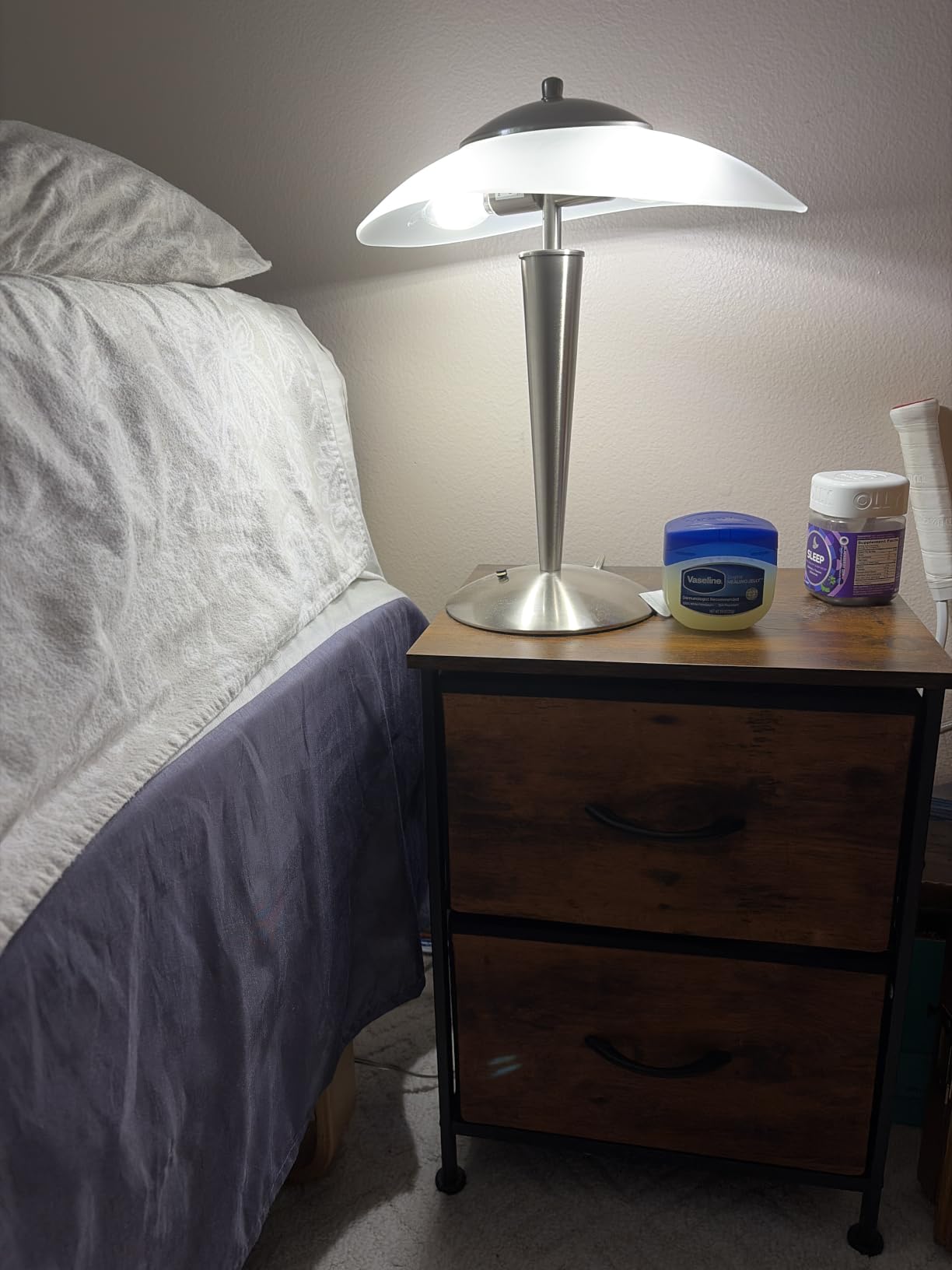 WLIVE Black Night Stand Set of 2, Small Dresser with 2 Drawers & Wooden Top, Nightstand with Fabric Bins, Bedside Table End Table for Bedroom, Closet, Entryway, College Dorm, Charcoal Black customer photo 1