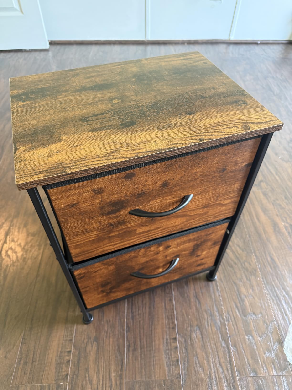 WLIVE Black Night Stand Set of 2, Small Dresser with 2 Drawers & Wooden Top, Nightstand with Fabric Bins, Bedside Table End Table for Bedroom, Closet, Entryway, College Dorm, Charcoal Black customer photo 2
