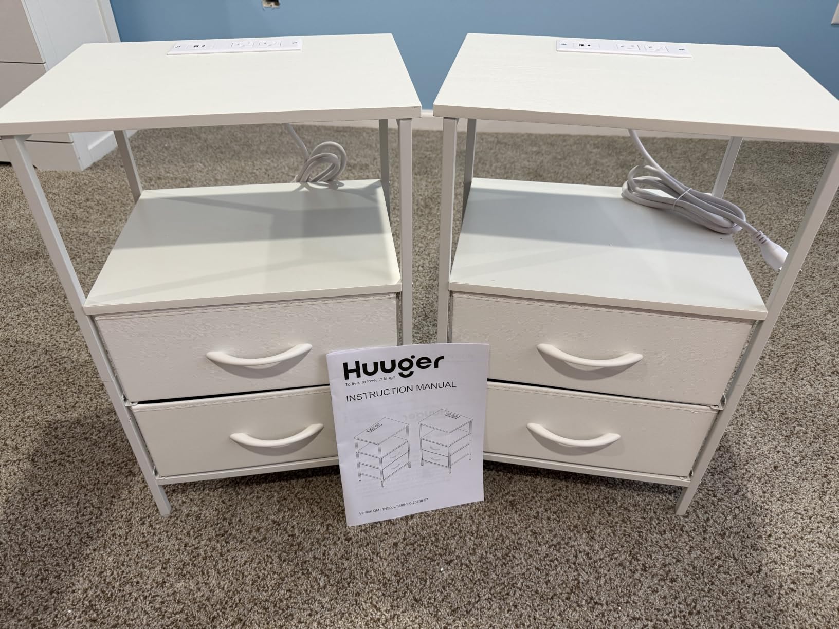 Huuger Nightstands Set of 2, End Tables with Charging Station, Side Table customer photo 2