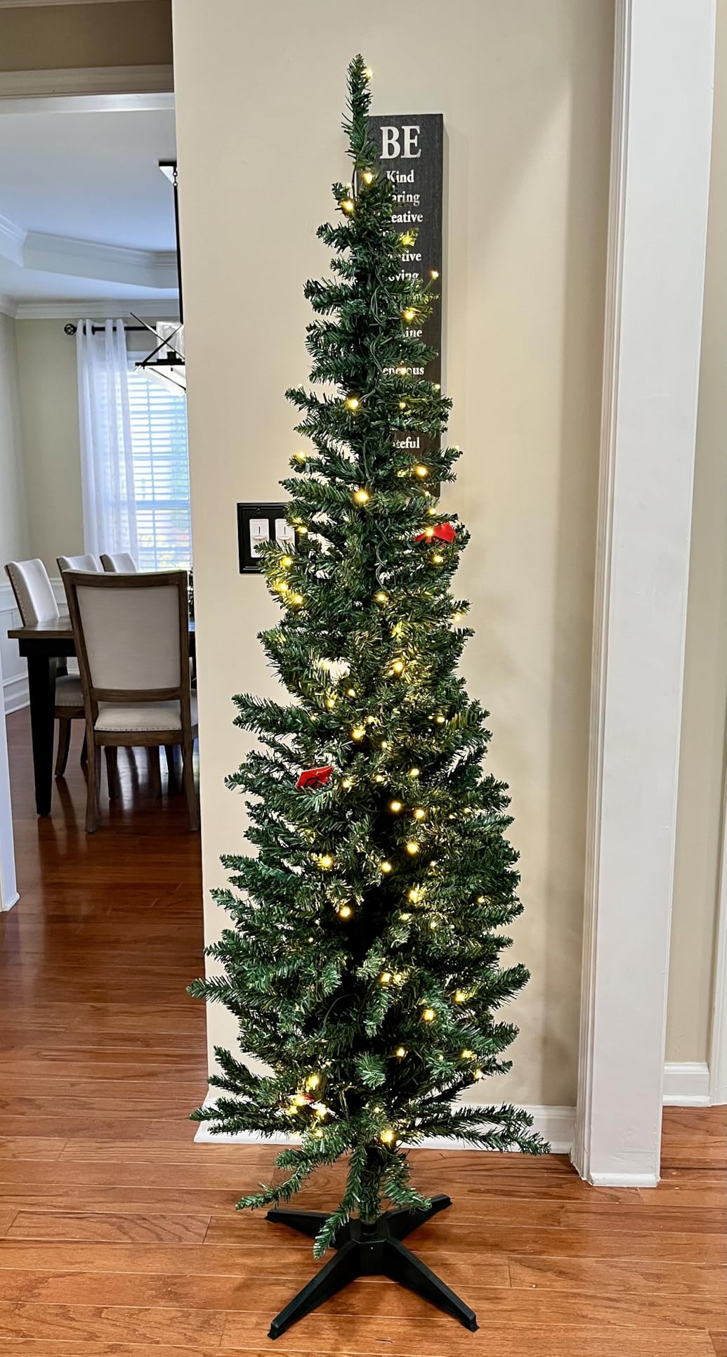 HOMCOM Noble Fir Artificial Pencil Christmas Tree Prelit 6' Green | Slim, 200 Warm White LED Lights, 390 Tips, Christmas Decoration customer photo 2