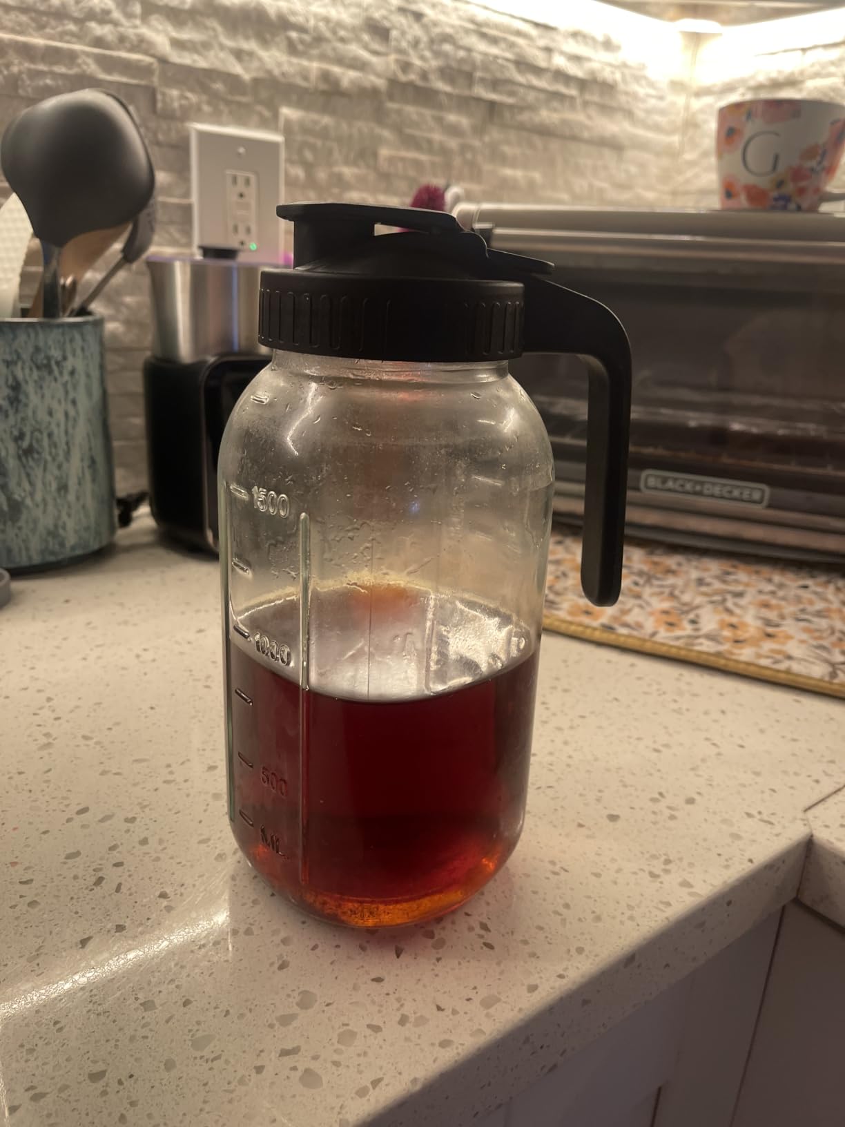 Cold Brew Coffee Maker, 64 oz Mason Jar Pitcher with Stainless Steel Filter, Pour Spout Handle Lid, Airtight & Leak-Proof for Iced Coffee,Tea & Lemonade customer photo 2