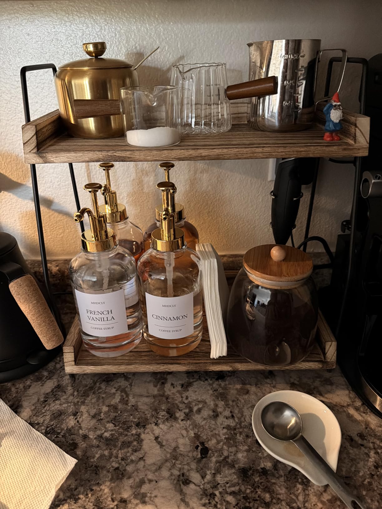 ANBOXIT Countertop Coffee Station Organizer, 2 Tier Wooden Shelf customer photo 1