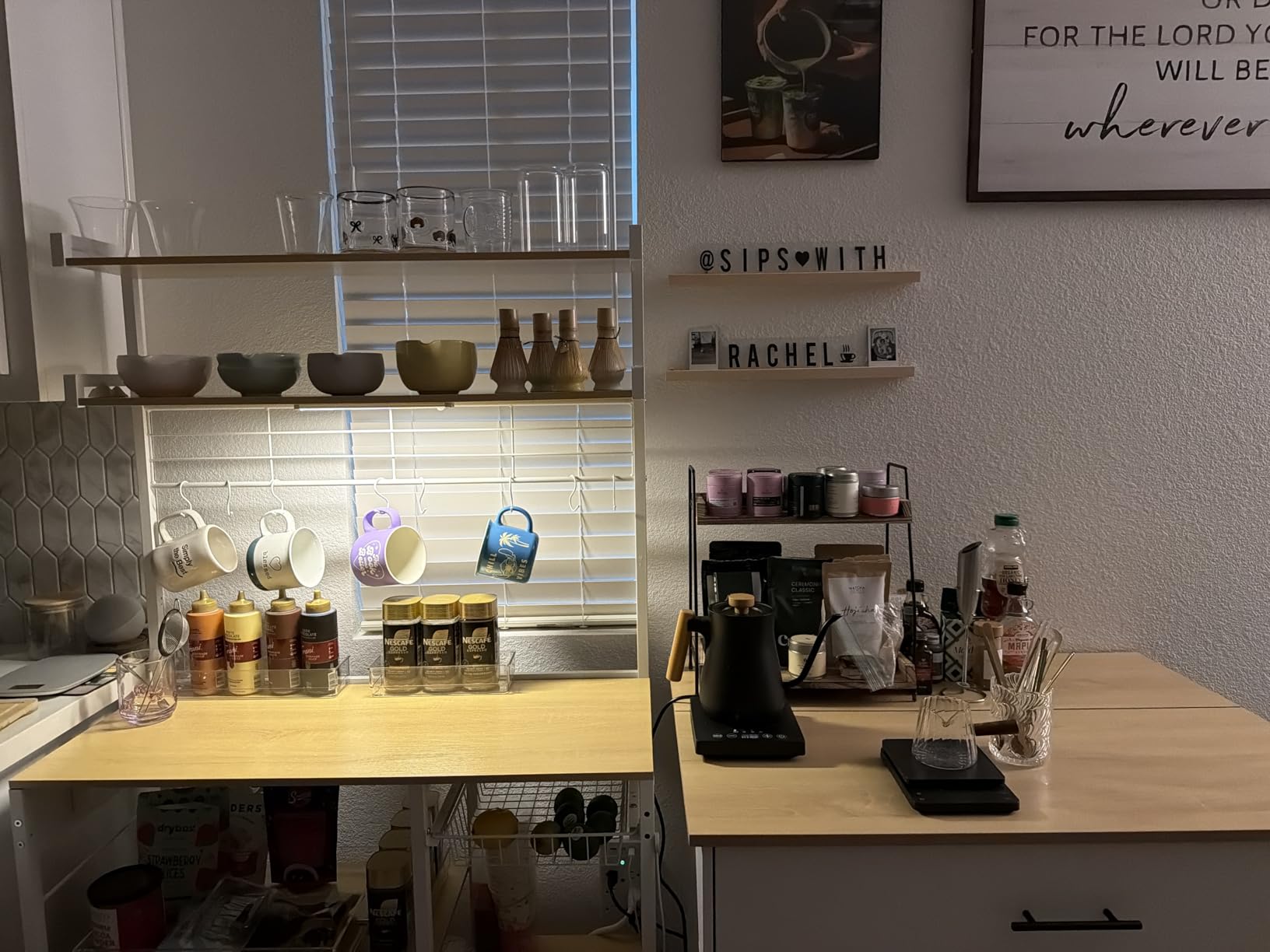 ANBOXIT Countertop Coffee Station Organizer, 2 Tier Wooden Shelf customer photo 2