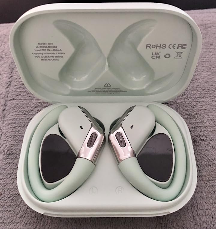 Wireless Earbud, 75H Bluetooth 5.4 Headphones Sport IP7 Waterproof, Running Wireless Earphones with ENC Noise Canceling Mic, 3D Bass Over Ear bud with Earhooks for Android, iOS, Workout, Gym, Rosegold customer photo 1