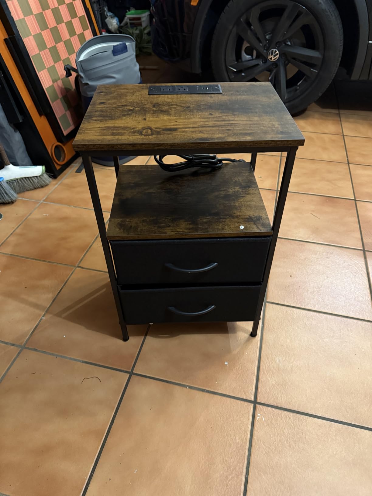 Huuger Nightstand with Charging Station, 27.6 Inch Bedside Table,Side Table customer photo 2