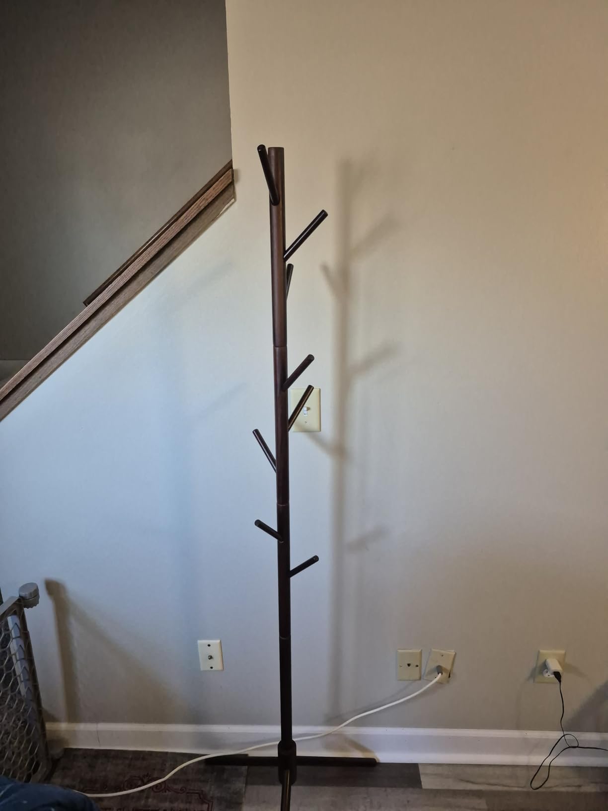 8-Hook Freestanding Coat Rack 3 Adjustable Heights Sturdy Brown customer photo 2