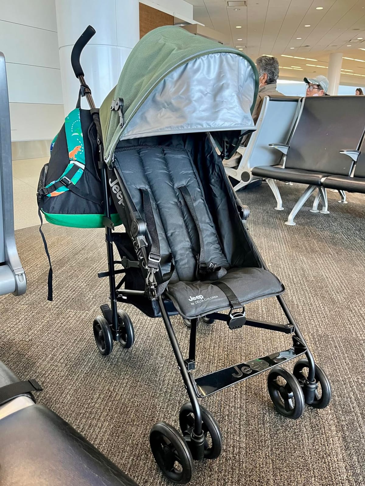 Jeep PowerGlyde Stroller by Delta Children Lightweight Travel Stroller with Smoothest Ride & Compact Fold, 3-Position Recline, Extra Large Storage Basket, Olive Green customer photo 2