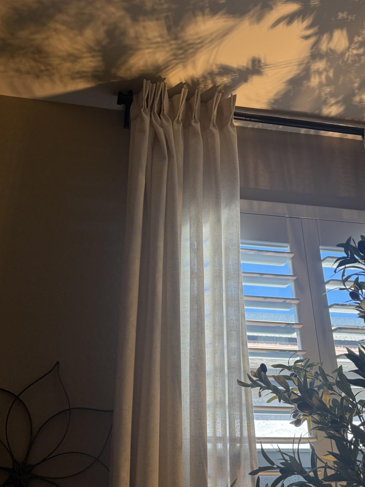 Aersas Linen Pinch Pleated Curtains 84 Inch Length 2 Panels Set for Living Room Cream Semi Sheer Window Curtain for Bedroom Boho Farmhouse Neutral Back Tab Drape Decor with Hooks, Natural Beige Ivory customer photo 2
