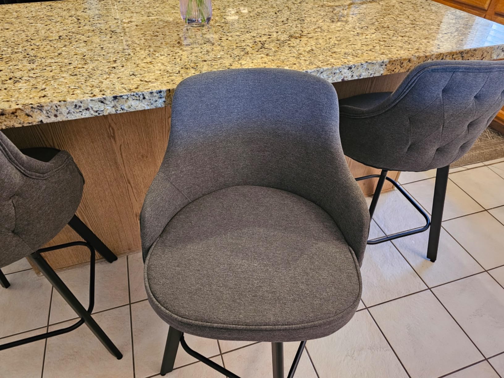 30 Inch Swivel Bar Stools Set of 2 with Back, Bar Chairs for Kitchen Island customer photo 1