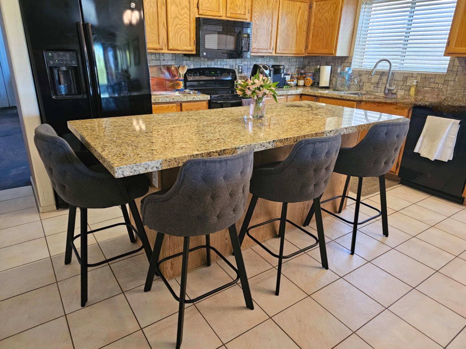 30 Inch Swivel Bar Stools Set of 2 with Back, Bar Chairs for Kitchen Island customer photo 2