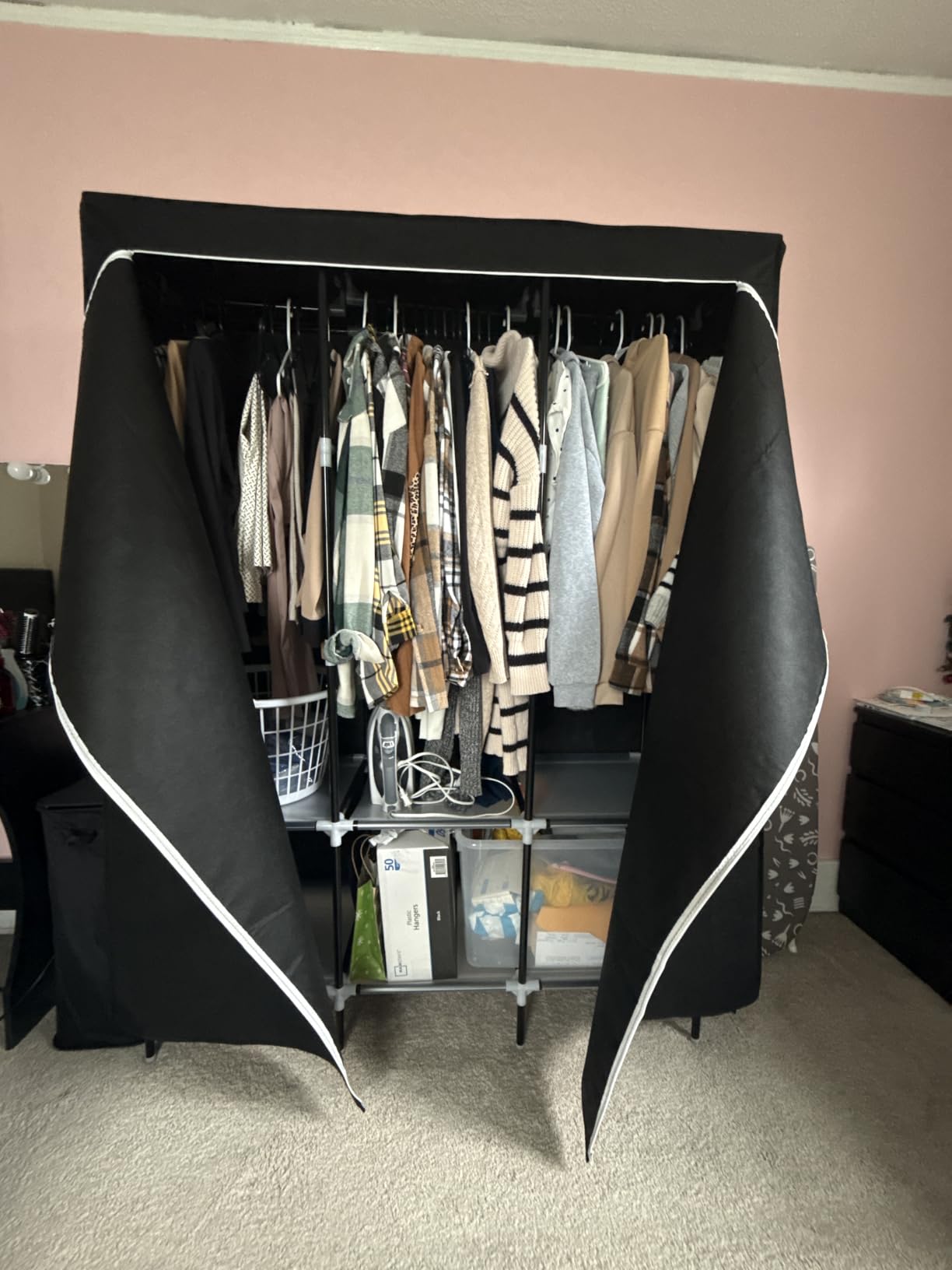LOKEME Wardrobe Closet,Steel Pipe Diameter 19mm,Portable Closet for Bedroom customer photo 2