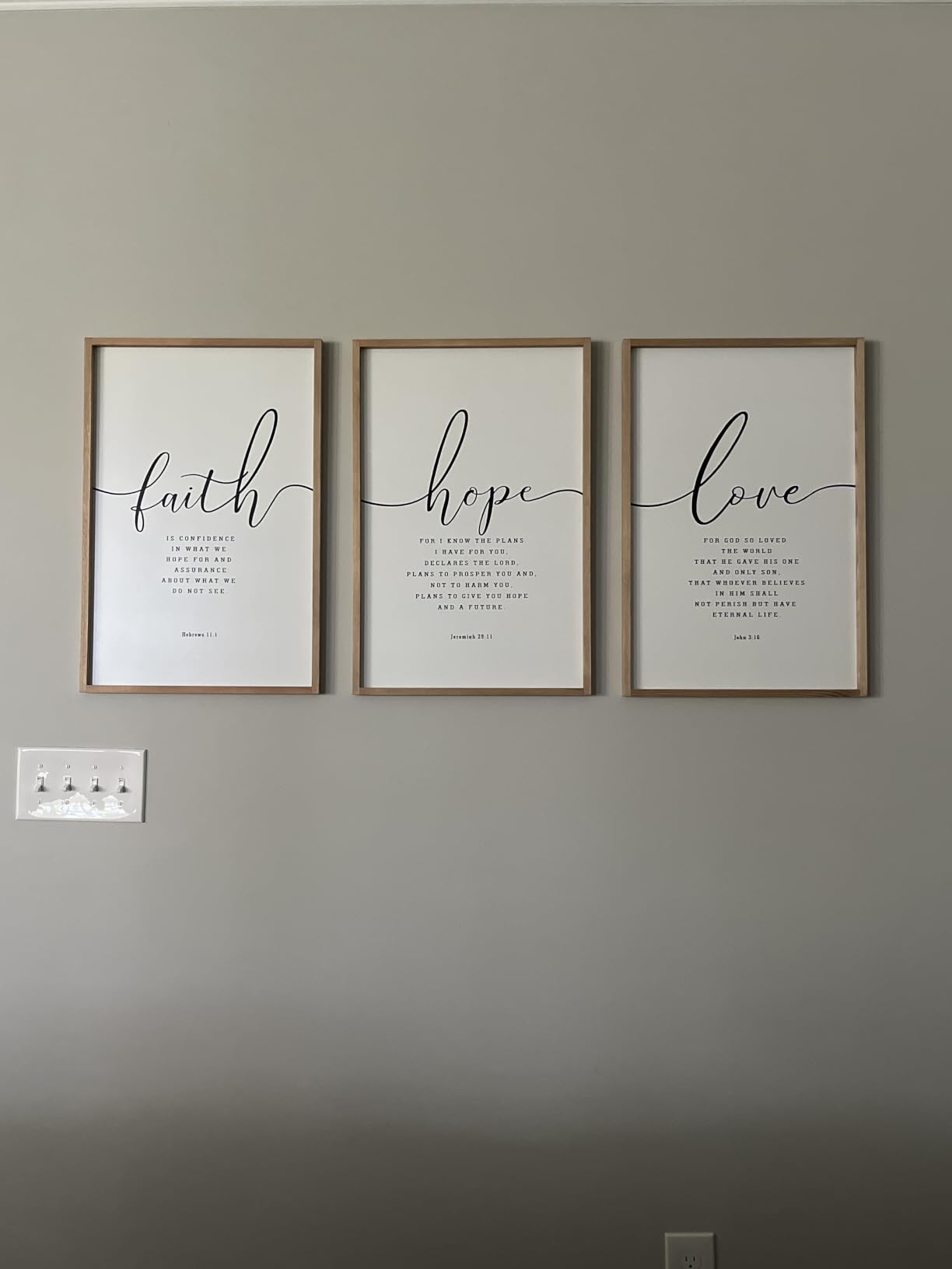 Houmury Set of 3 Framed Farmhouse Bible Verses Wall Decor Sign 11”x14” Christian Faith Scripture Wall Art for Home Bedroom Wall Decor (11