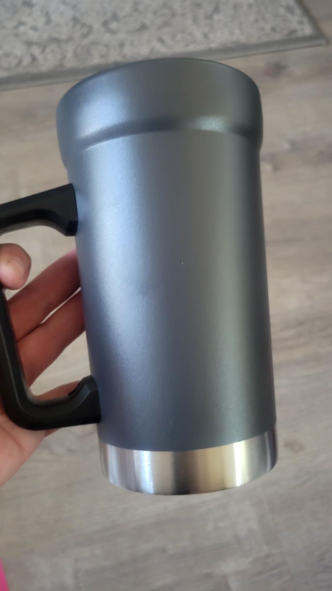 KooK Beer Stein, Stainless Steel Coffee Mug, Tumbler with Thermal Vacuum Insulation, Big Grip, Adventure, Double Walled Drinking Cup, Large Handle, Shatterproof, Navy Blue, 24 oz customer photo 2