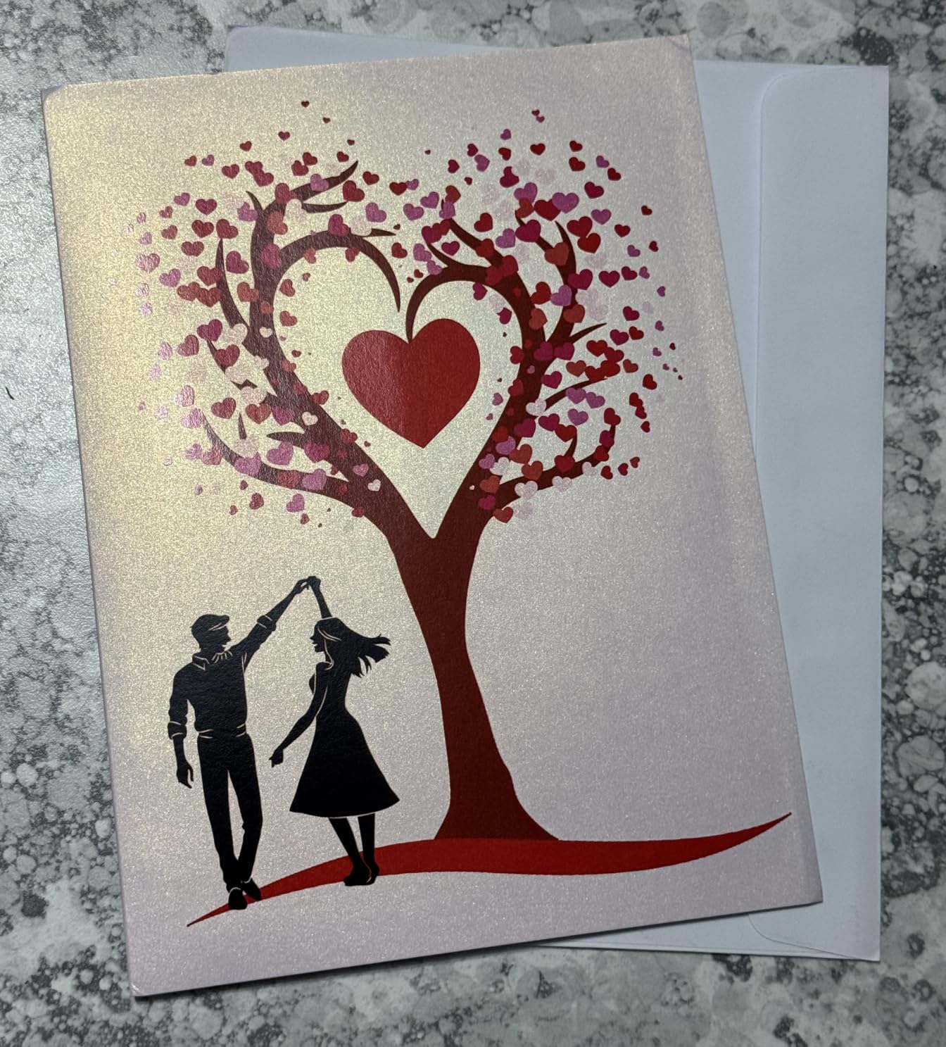 Pop Up Anniversary Card, 3D Love Tree Hearts Couple Wedding Card for Her, Wife, Husband, Him, Couple; Ideal Gift for Wedding, Romantic Birthday, Anniversary, Valentines, Mothers Day, 6x8 inch customer photo 1