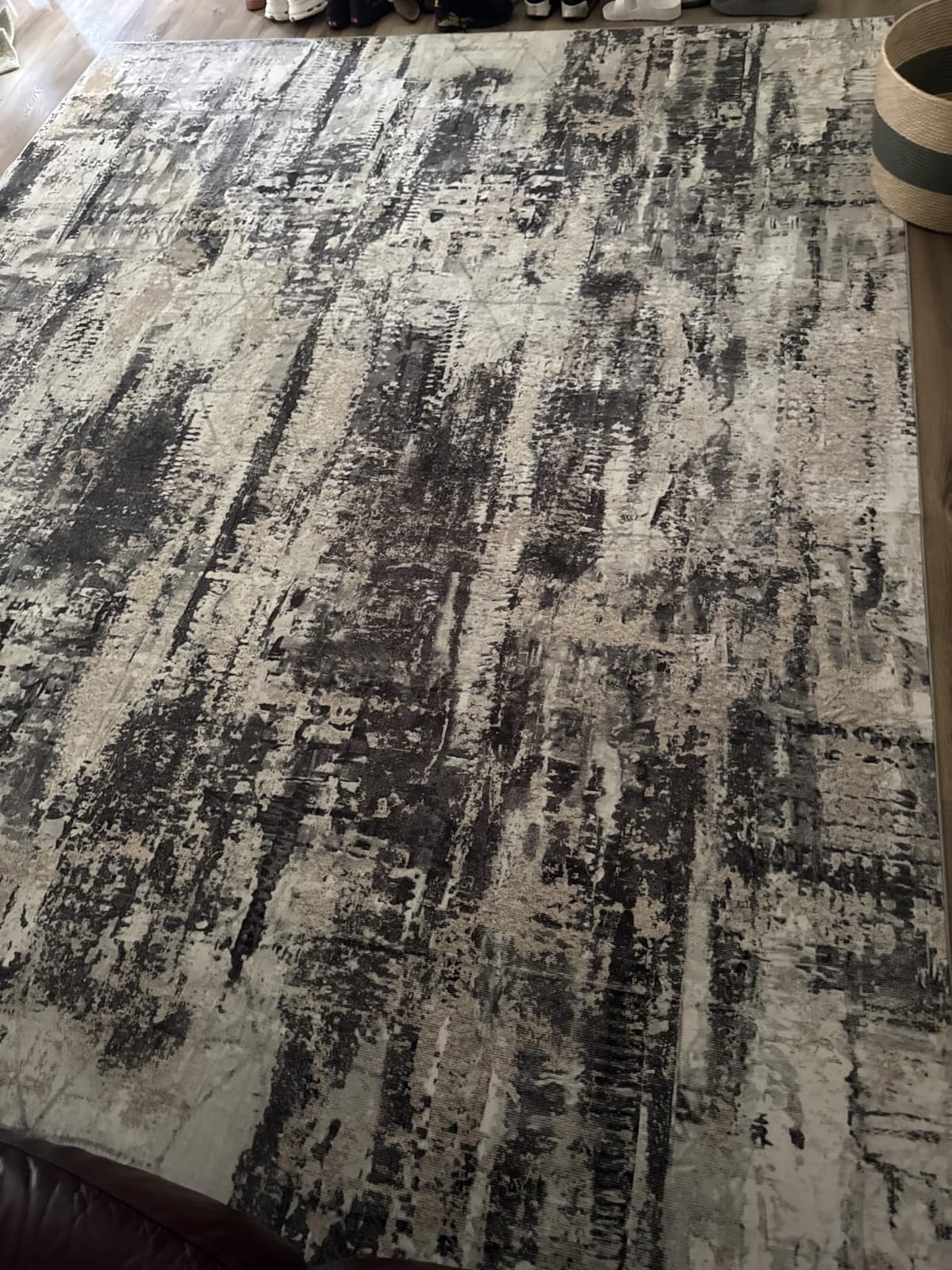 8x10 Area Rugs for Living Room: Washable Abstract Black Grey Gold Carpet customer photo 1