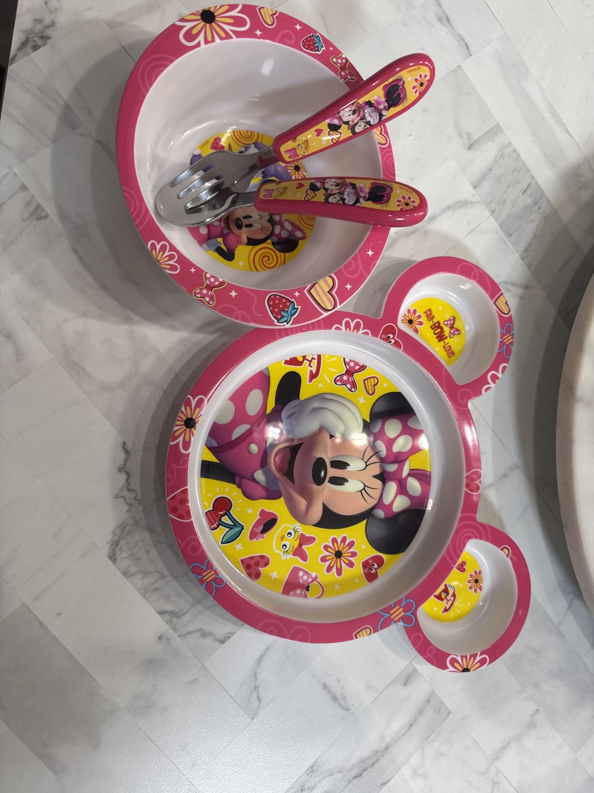 The First Years Bluey 4-Piece Place Setting - BPA Free Dishwasher Safe Toddler Dinnerware Set with Divided Plate, Bowl, Fork, Spoon - Multicolor customer photo 2