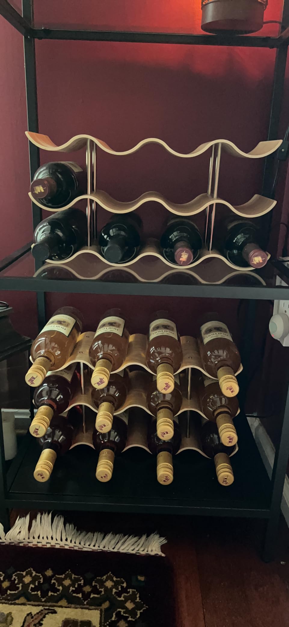 Countertop Wine Rack - 12 Bottle Freestanding Wine Bottle Holder Stand - 3 Tier Wooden Wine Storage Rack - Wavy Wine Organizer for Cabinet Pantry Home Kitchen Bar customer photo 1