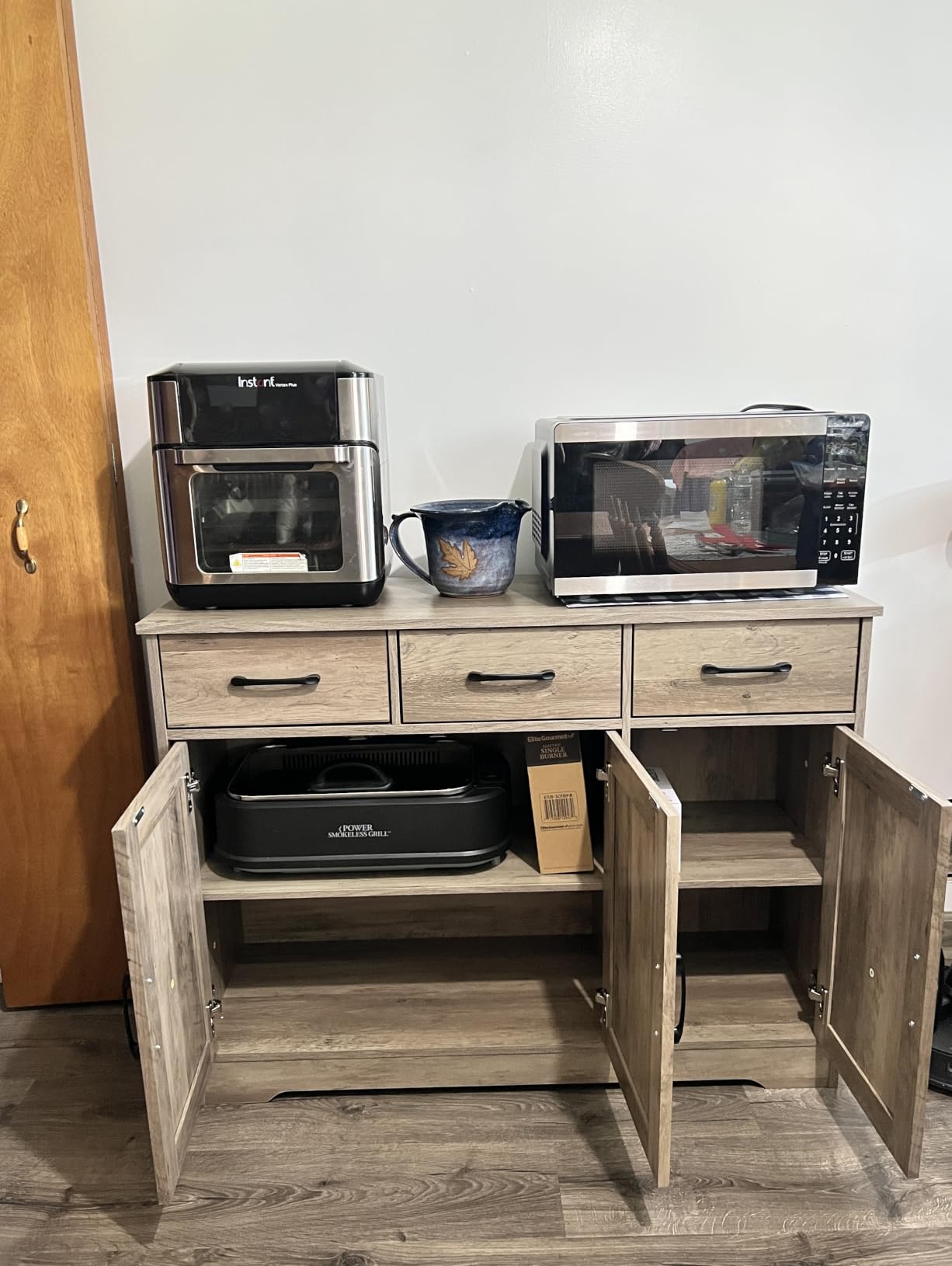 HOSTACK Kitchen Buffet Cabinet with Storage, Sideboard Coffee Bar, Brown customer photo 2