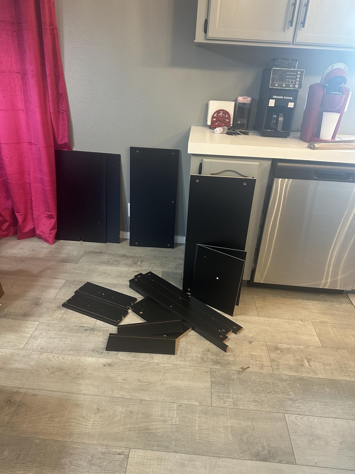 HORSTORS Farmhouse Kitchen Storage Cabinet, Small Buffet, Coffee Bar, Black customer photo 2