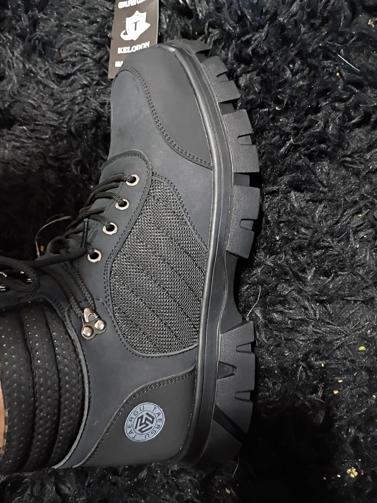 KELODON Waterproof Steel Toe Boots For Men-6 Inch Comfortable Mens Safety Work Boots Indestructible Steel Toe Shoes Lightweight Non Slip Puncture Resistant Industrial Construction Boot customer photo 2