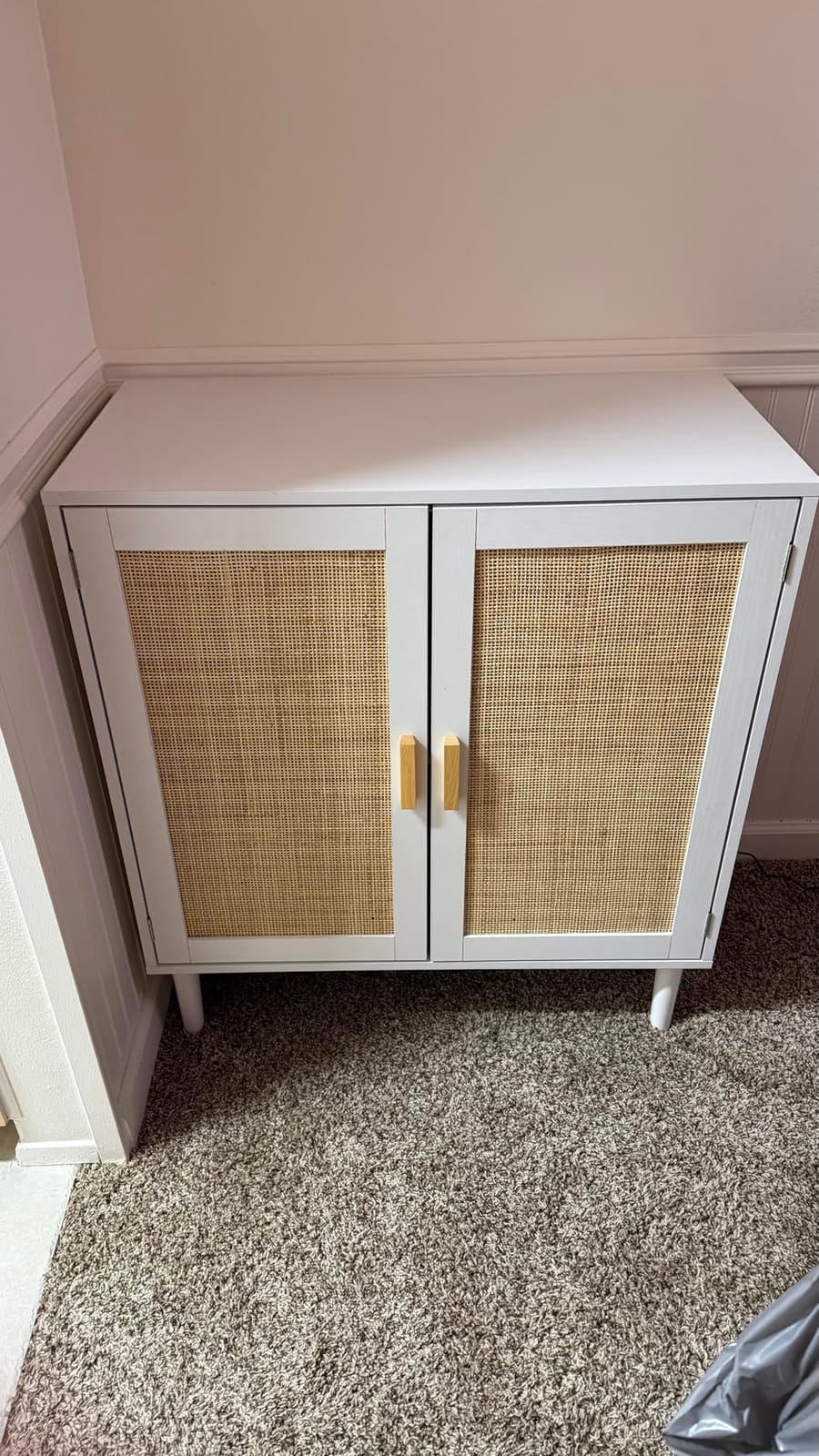 Finnhomy Sideboard Buffet Kitchen Storage Cabinet with Black Painted Rattan Decorated Doors, Dining Room, Hallway, Cupboard Console Table, Liquor/Accent Cabinet, 31.5X 15.8X 34.6 Inches, Black customer photo 1