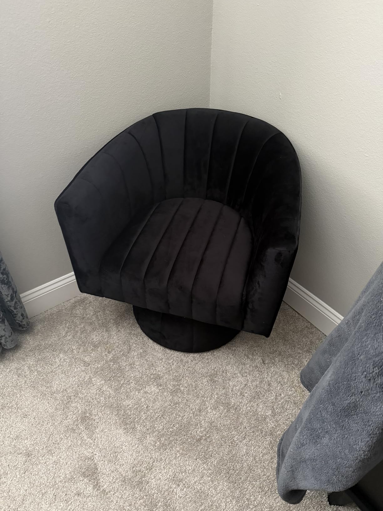 Swivel Accent Barrel Chair Set of 2- Cute Comfy Small Round 360° Arm Chair Velvet Sofa Club Reading Chair for Living Room Bedroom Office Black customer photo 2
