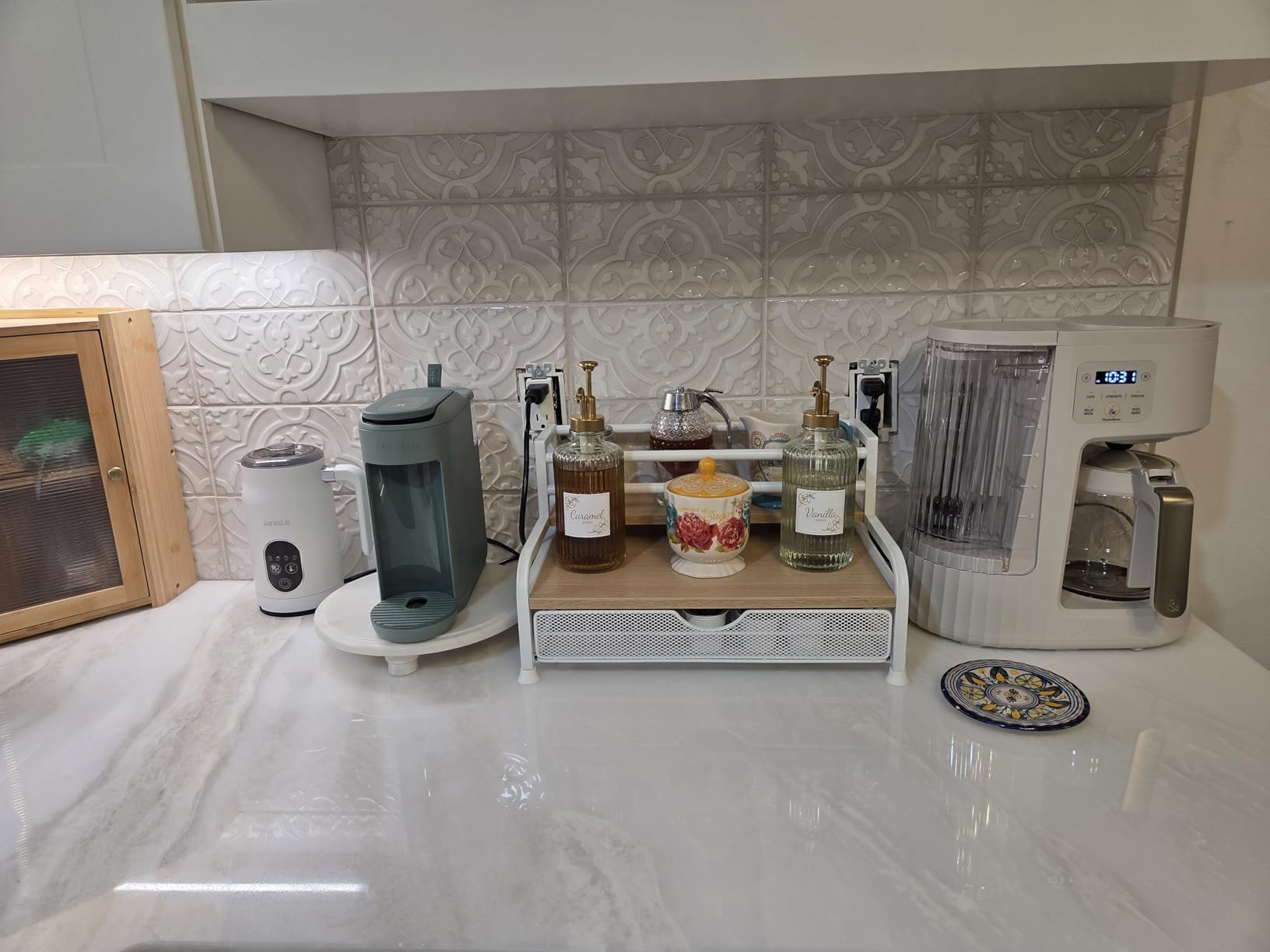 Coffee Syrup Rack Organizer, 3-Tier with 35 K-Cup Pod Holder Drawer customer photo 1