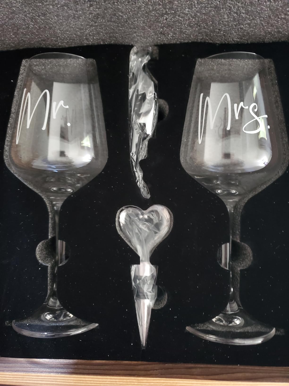 AW BRIDAL Mr and Mrs Wine Glasses, Bridal Shower Wedding Gifts for Couples customer photo 1