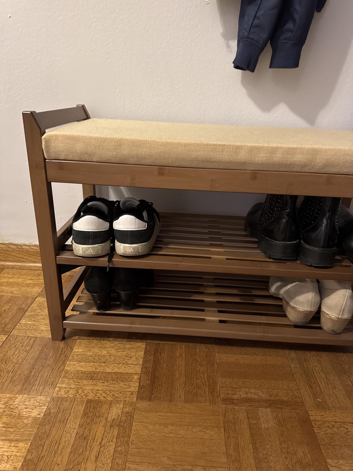 PETKABOO Shoe Rack for Front Door Entrance, 28” Entryway Bench with Coat Rack, Hall Tree Shoe Bench with Storage for Entry, Hallway, Bedroom, Living Room customer photo 2