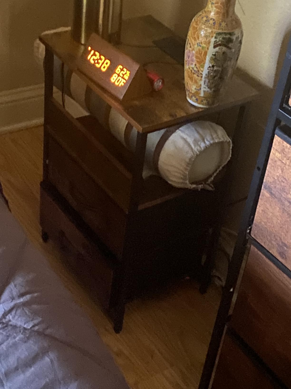 Fixwal Night Stand with Charging Station, Black Led Nightstand, 2 Drawers customer photo 1