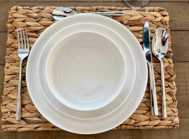 MALACASA Plates and Bowls Sets, 12 Pieces Modern Porcelain Dinnerware Set for 4 White Kitchen Dinner Dining Ware Set wtih Black Rim Ceramic Dishware Dishes Microwave and Dishwasher Safe, Series LUNA customer photo 2