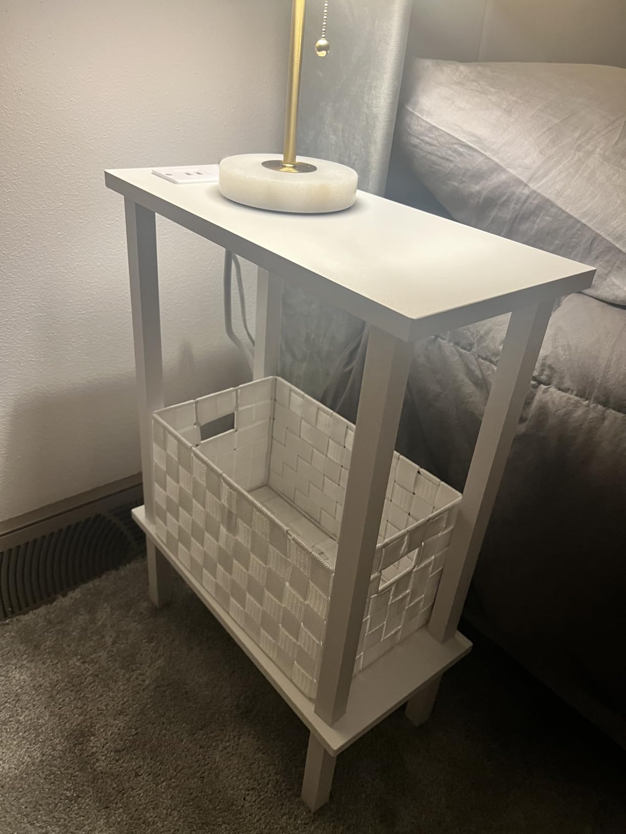TUTOTAK Narrow Side Table Set of 2, Small End Table with Charging Station customer photo 1