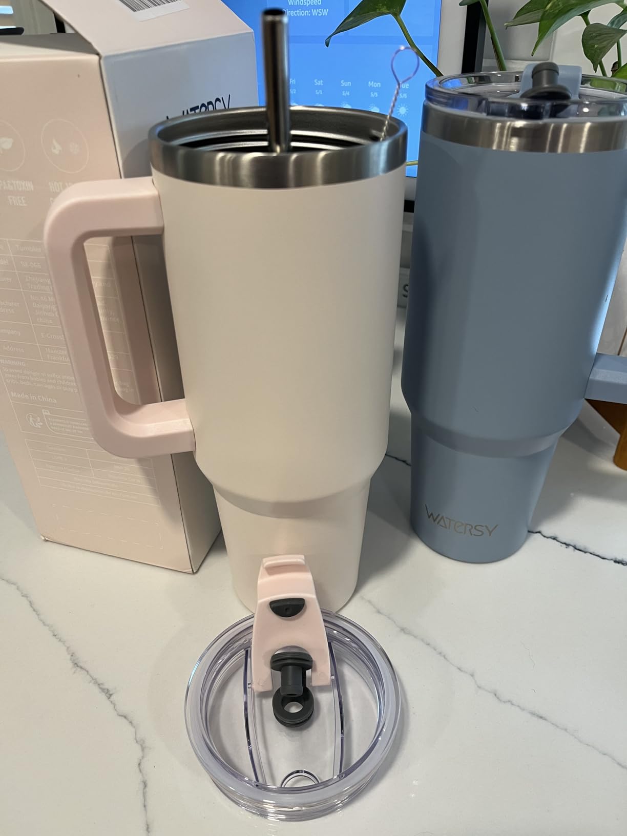 40 oz Tumbler with Handle,Tumbler with Lid and Straw,Double Wall Insulated Cup Stainless Steel Travel Mug(Cold for 34 Hours),Water Bottle for Iced Tea,Coffee,Cold Beverages(Purple) customer photo 1