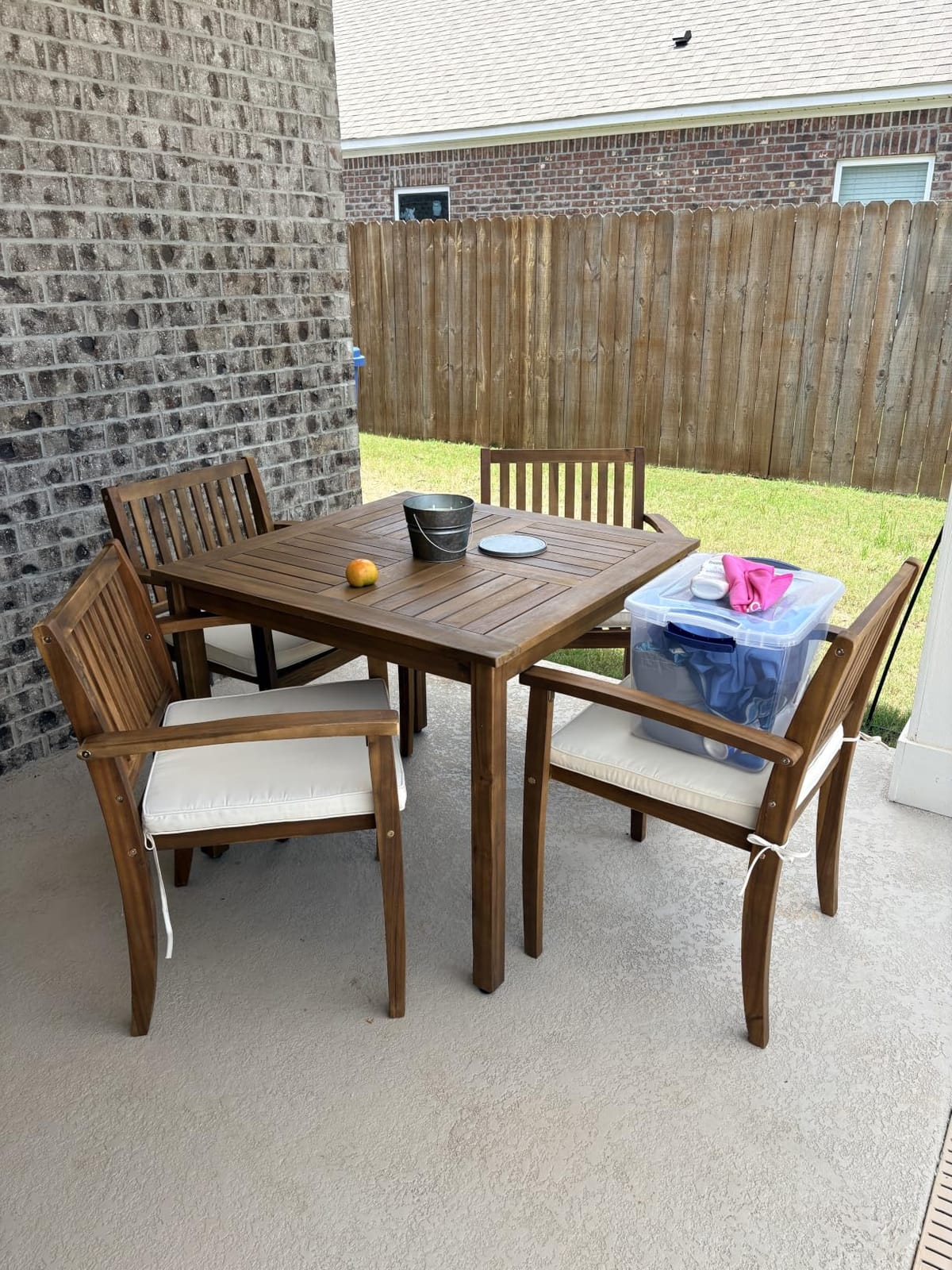 Flamaker 5 Pieces Outdoor Dining Set Acacia Wood Outdoor Table and Chairs customer photo 1