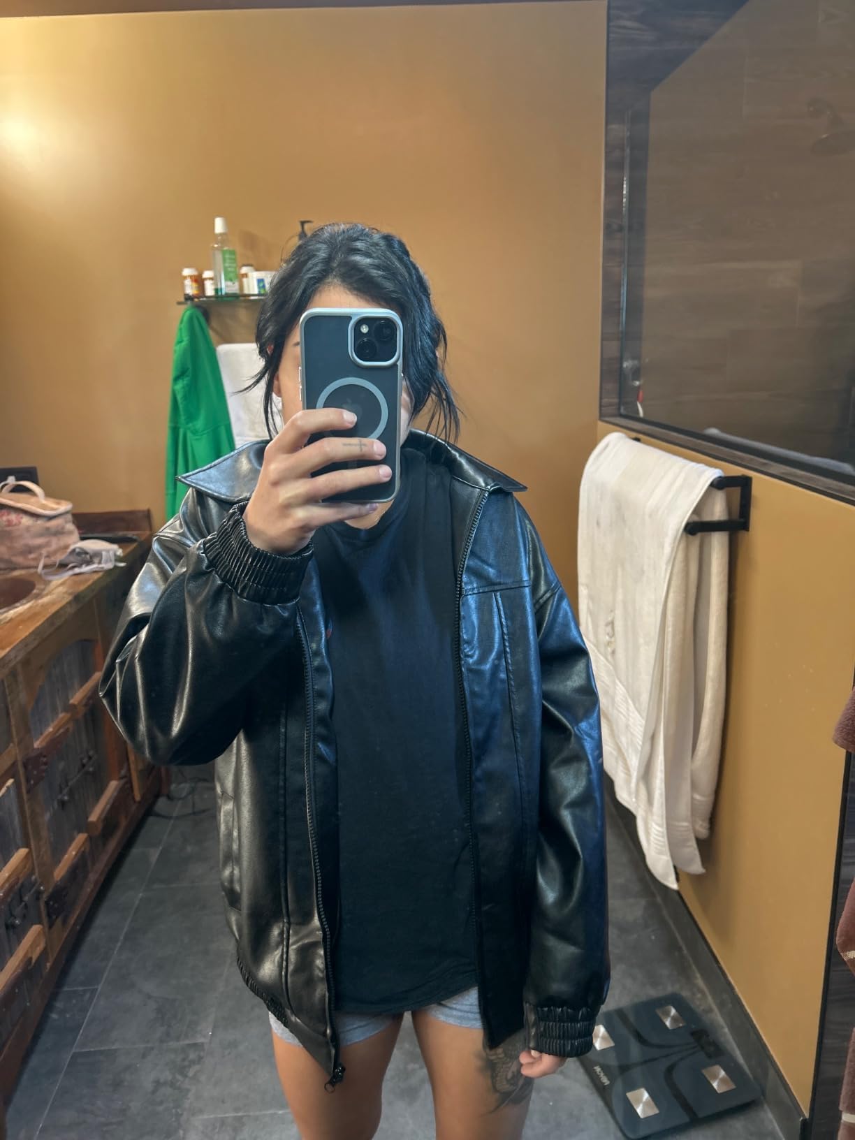 Sampeel Leather Jacket Women Faux Oversized Motorcycle Bomber Coats 2026 Fall Fashion Outfits Winter Clothes customer photo 1