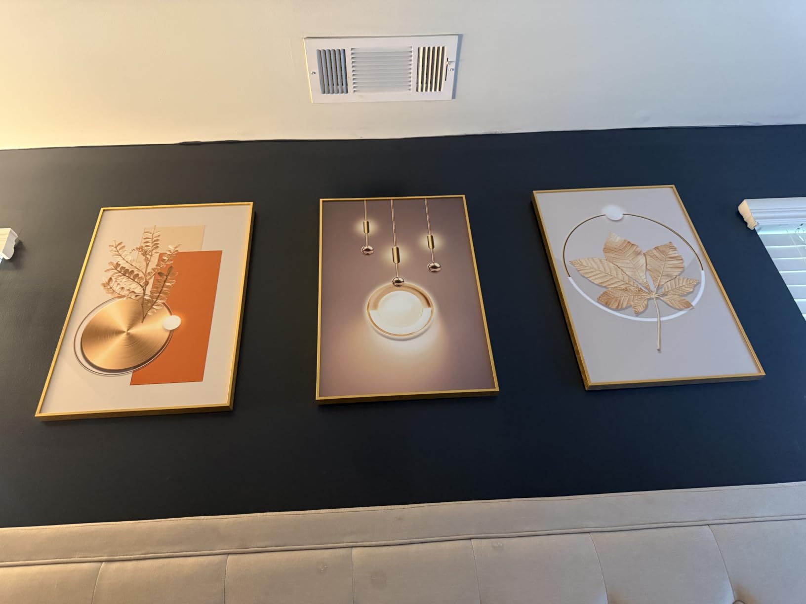 Large Framed Modern Luxury Wall Art for Living Room, 3 Piece 24x36 In customer photo 2