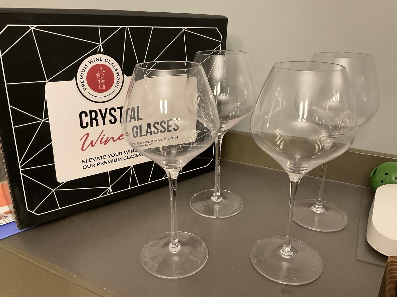 Gusto Nostro Crystal Wine Glasses Set of 4, 22 Oz Long Stem Modern Wine Glasses for White and Red Wine, Dishwasher Safe, Fancy, Elegant, Large and Tall Wine Glass for Wedding Christmas Anniversary customer photo 2