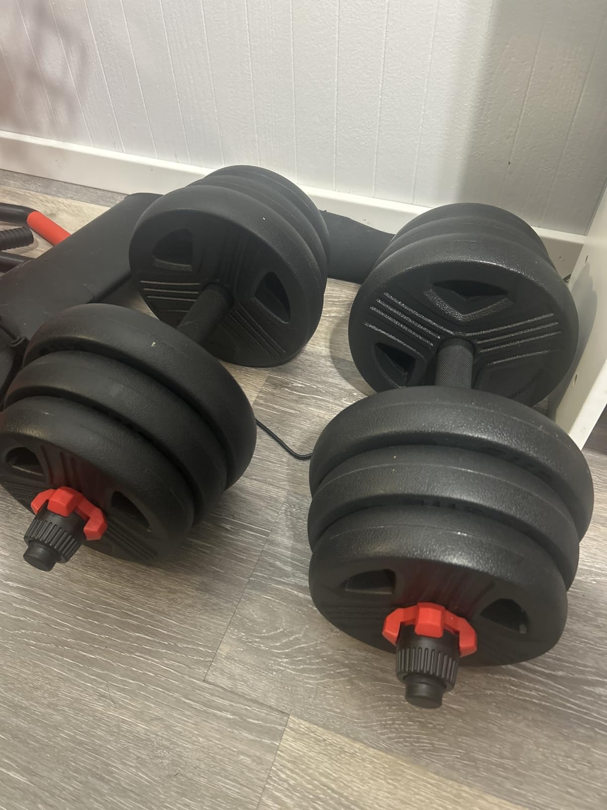 Adjustable dumbbell set,20/35/45/55/70/90lbs Free Weights set with upgraded nut, 5 in 1 Weight Set Used as Kettlebells, Barbell, Push up Stand, Fitness Exercise for Home Gym Suitable Men/Women customer photo 2