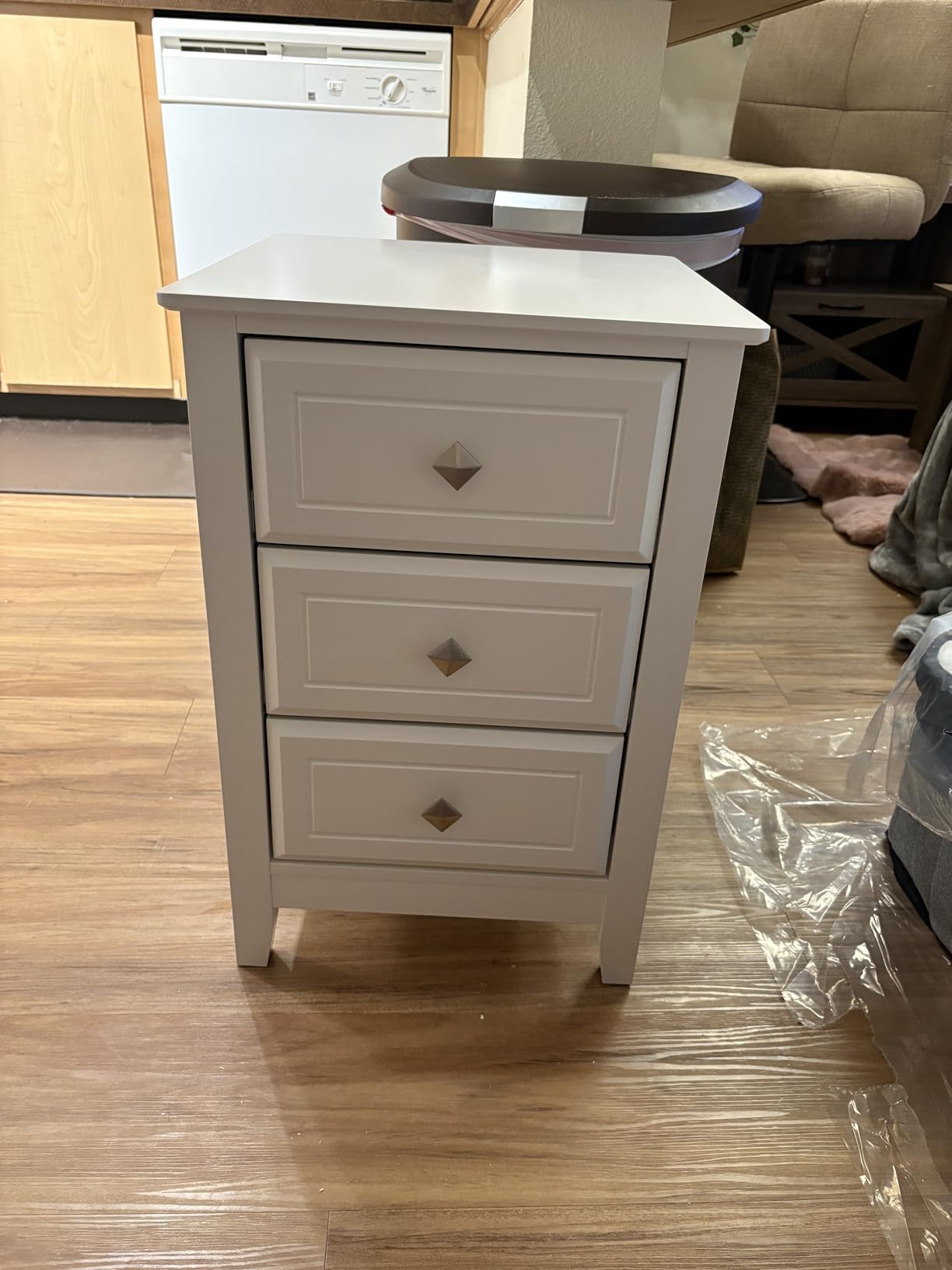 Bonnlo Gray Nightstands Set of 2, 3 Drawer Nightstand, Modern Night Stand for Bedroom with Metal Knobs, Wood Bedside Table, Grey Side Table/Night Stands for Small Spaces, College Dorm, Kids' Room customer photo 2