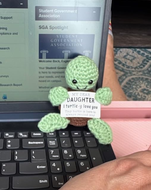 4THFARMES Mini Funny Turtle Aunt Auntie Gifts from Niece Nephew, Birthday Gifts for Aunt Auntie Gift Ideas, I Love You Small Cute Stuff Things, Handmade Emotional Positive Crochet Turtle customer photo 2