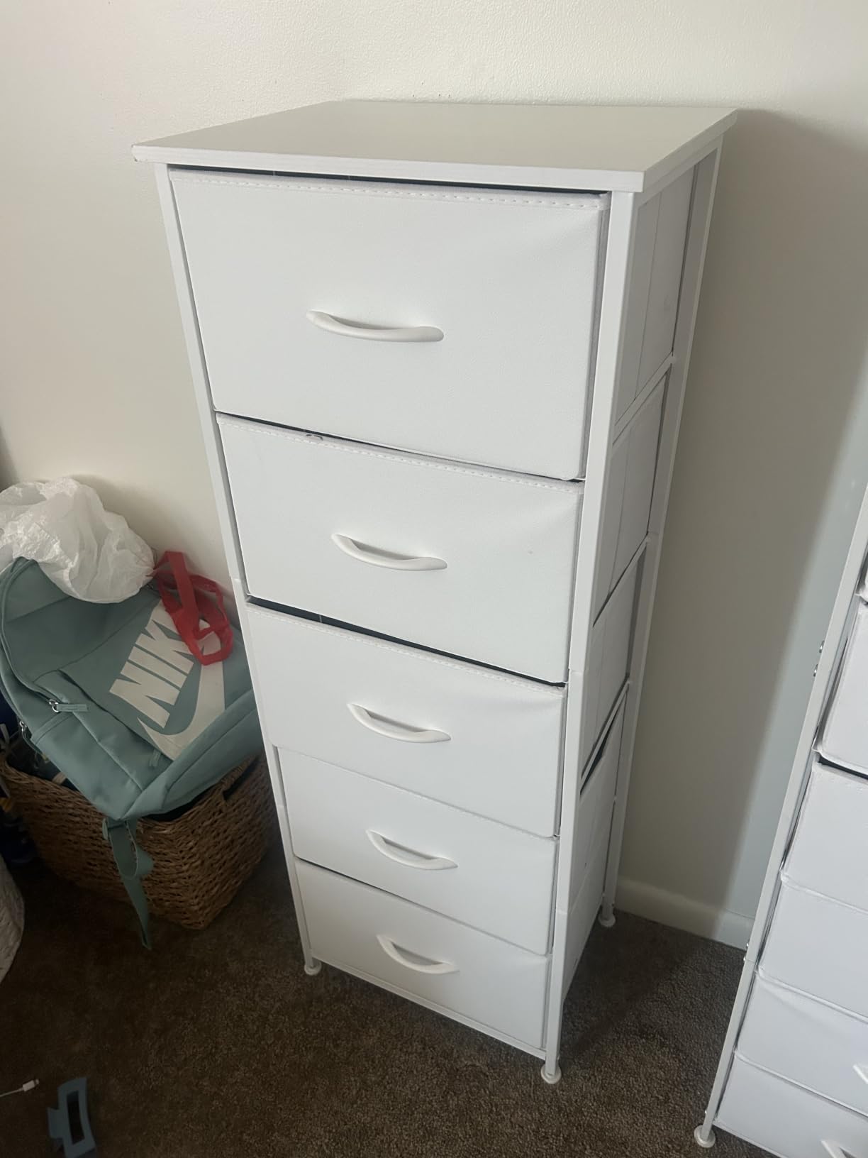 Somdot Narrow Dresser for Bedroom, 4 Drawer Storage Cabinet, White customer photo 1
