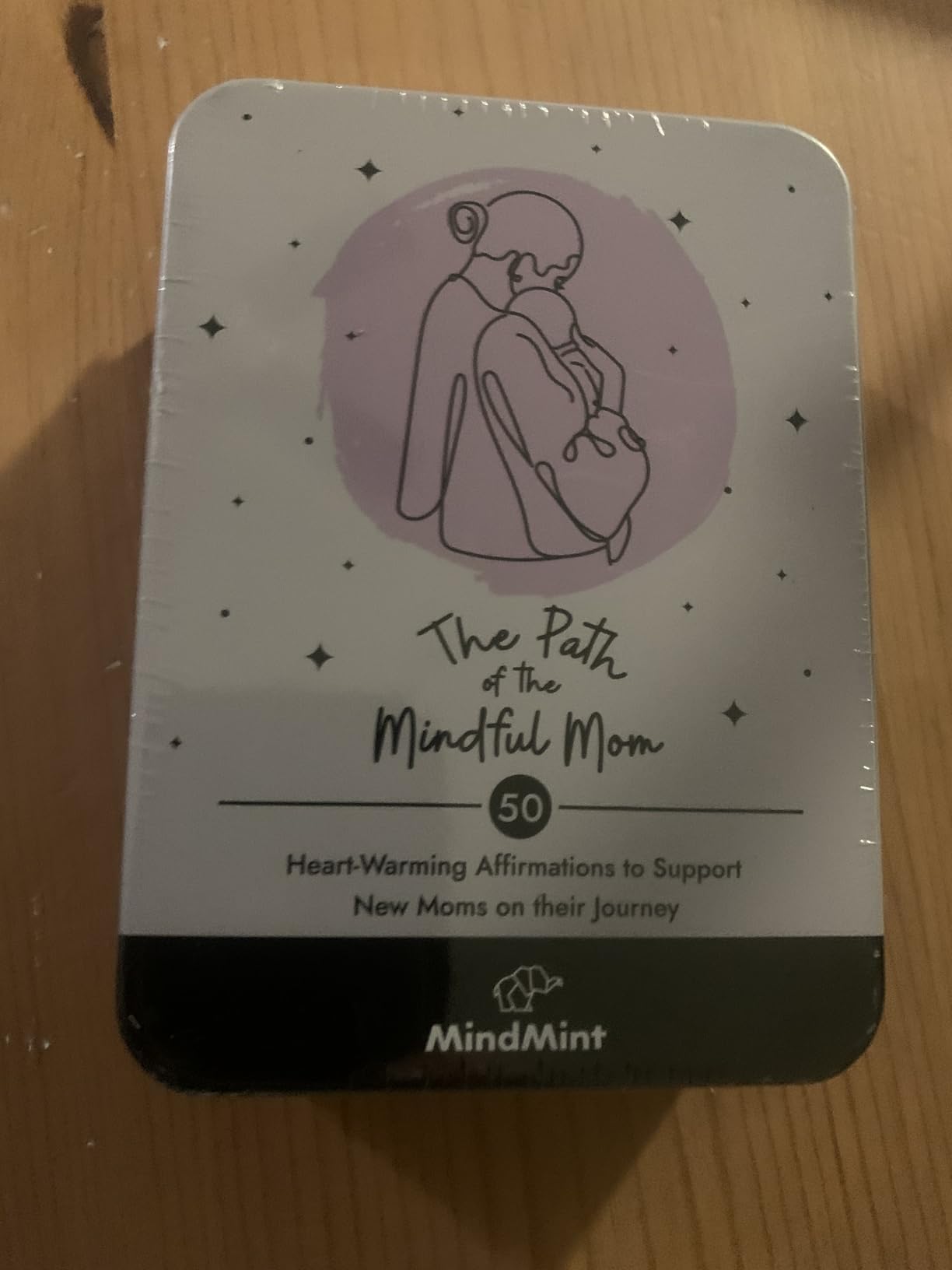 New Mom Affirmation Cards - 50 Postpartum Affirmation Cards for Women - Pregnancy & Self-Care Gifts for New Mom After Birth in Tin Box with Wooden Stand customer photo 1