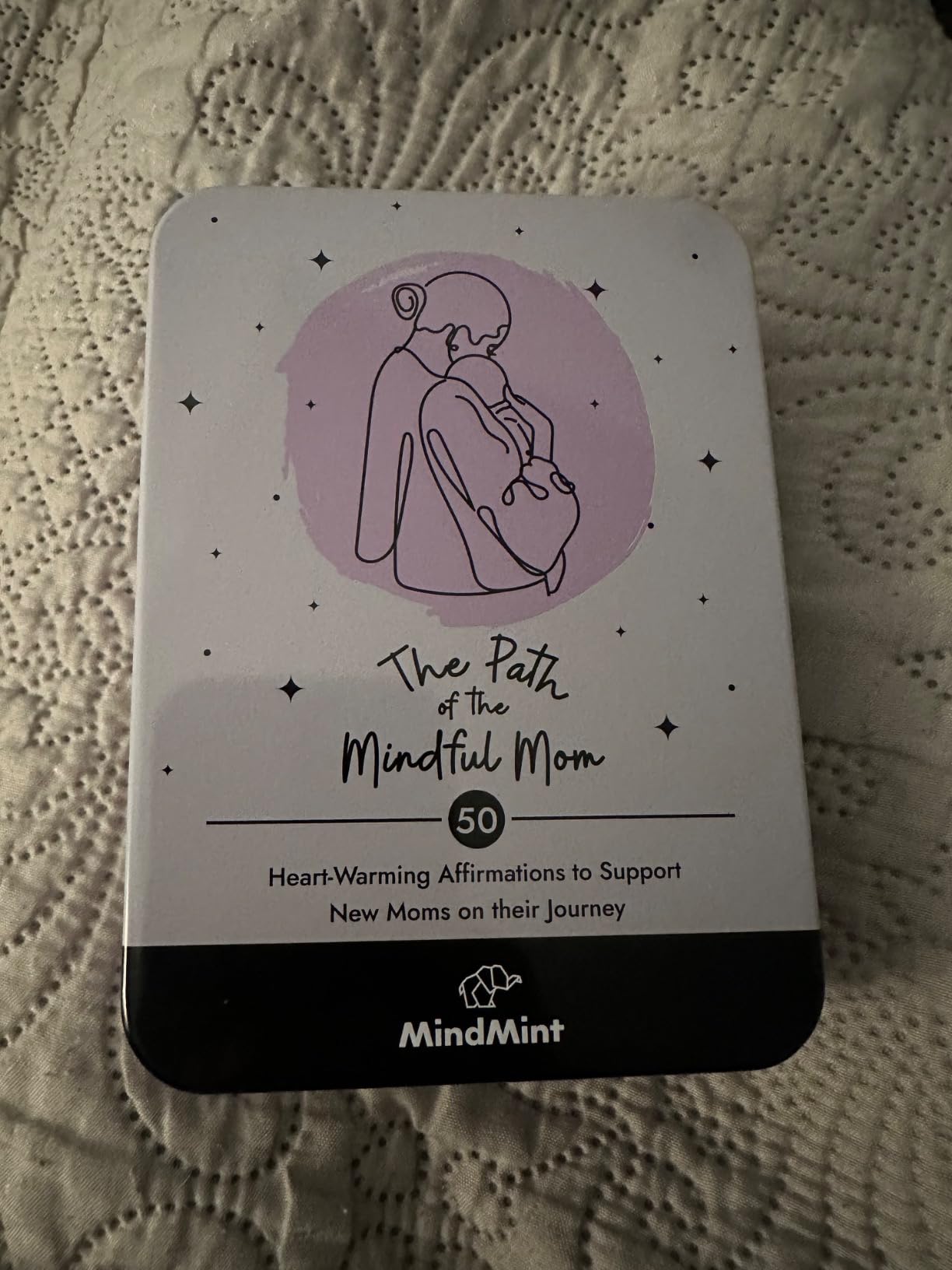 New Mom Affirmation Cards - 50 Postpartum Affirmation Cards for Women - Pregnancy & Self-Care Gifts for New Mom After Birth in Tin Box with Wooden Stand customer photo 2