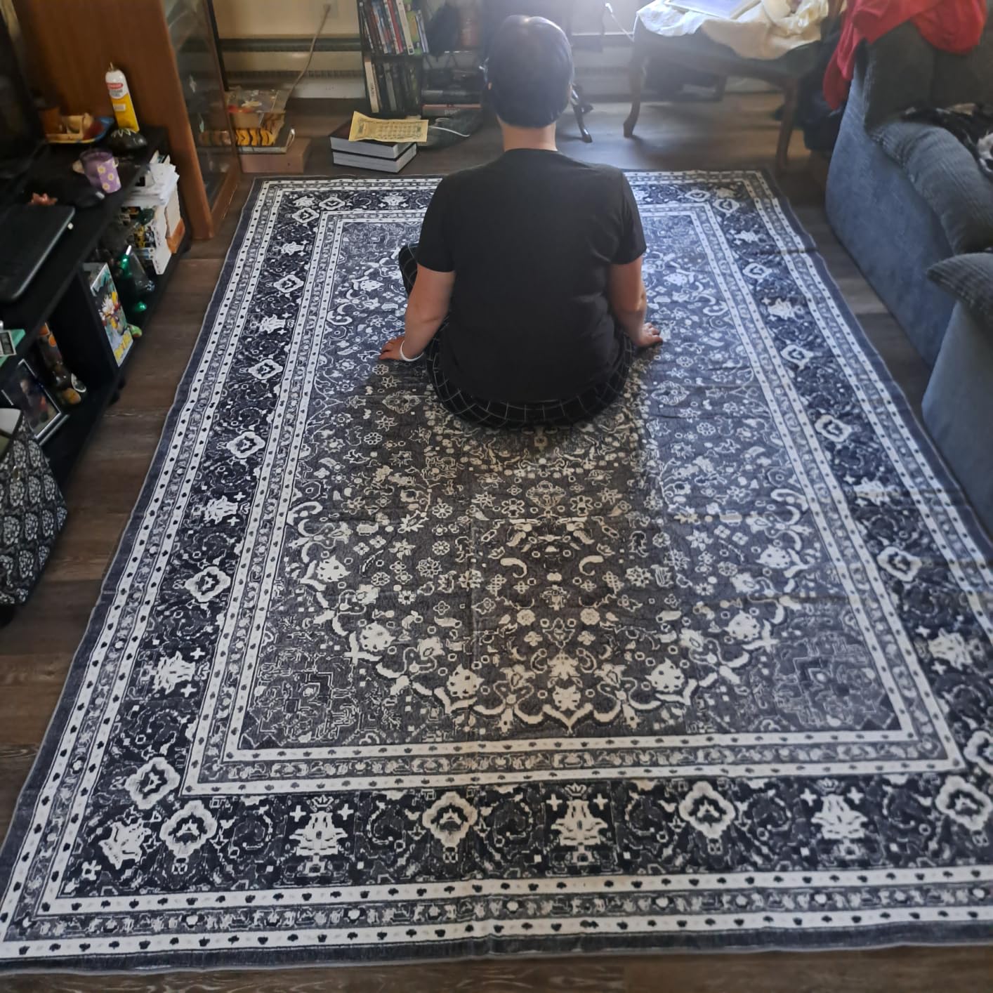 Lessymo 8 x 10 Area Rugs for Living Room, Machine Washable Rug Grey White customer photo 1