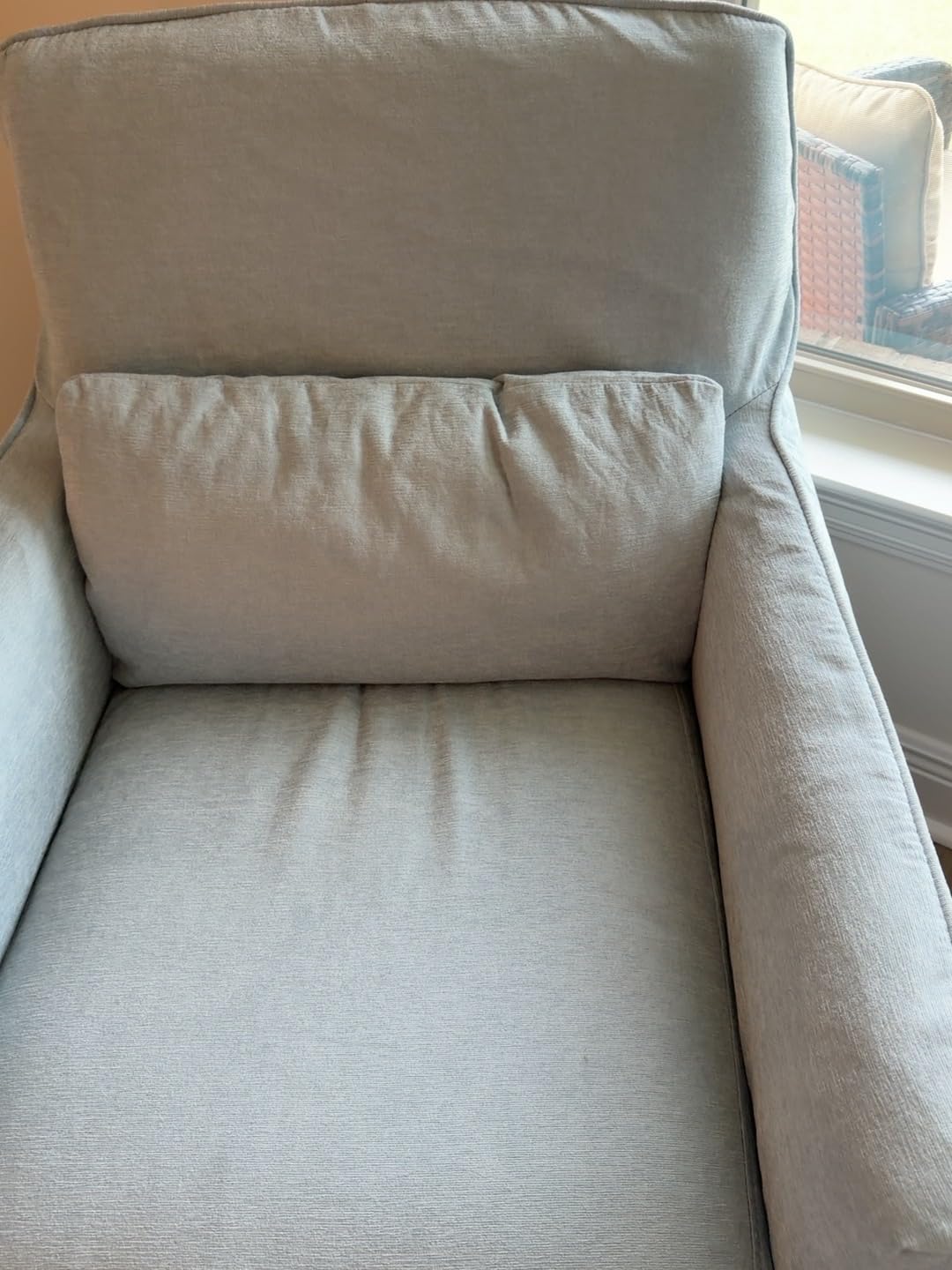 INZOY Swivel Accent Chair Linen Mid Century Modern Chair, Comfy Swivel Barrel Reading Chair, Upholstered Square Chair for Living Room Bedroom Small Spaces, Fully Assembled, Beige customer photo 1