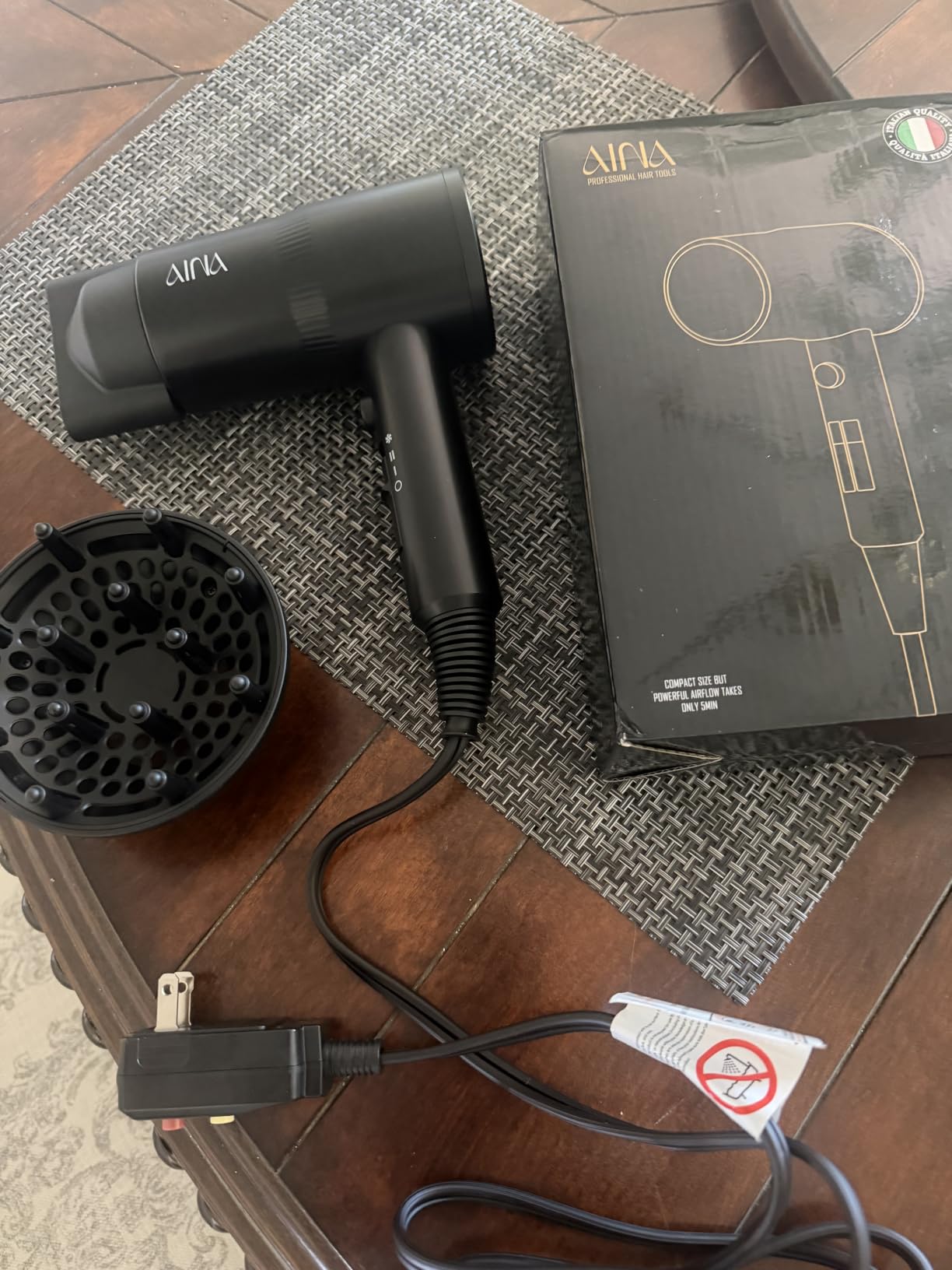 AINA Diffuser Hair Dryer Full-Featured Blow Dryer 110V/1600W(Vader Black) customer photo 2